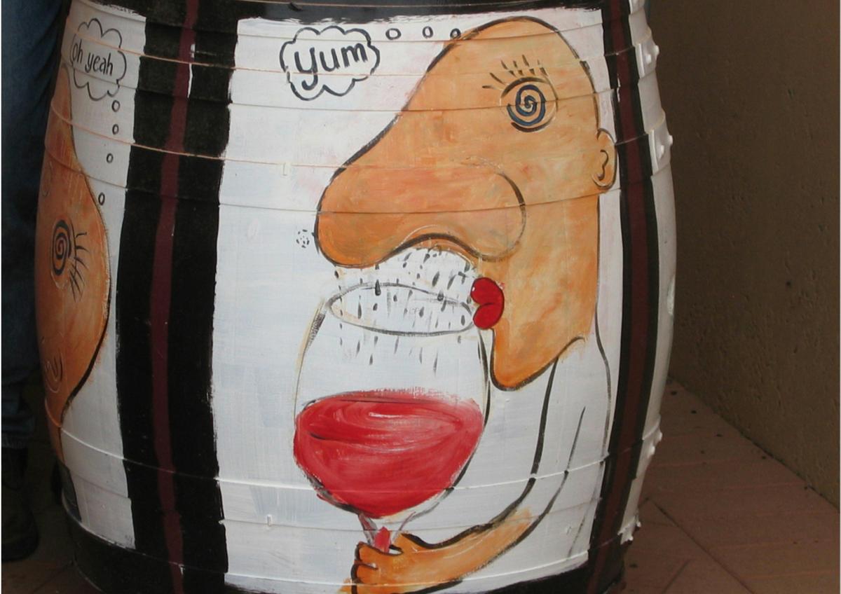 art extends to the wine barrels