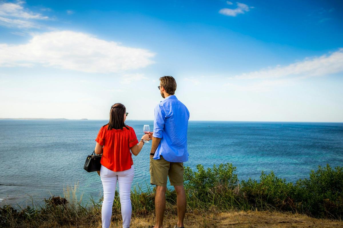 Looking out over Western Port Bay on a Plunge Wine Tour adventure