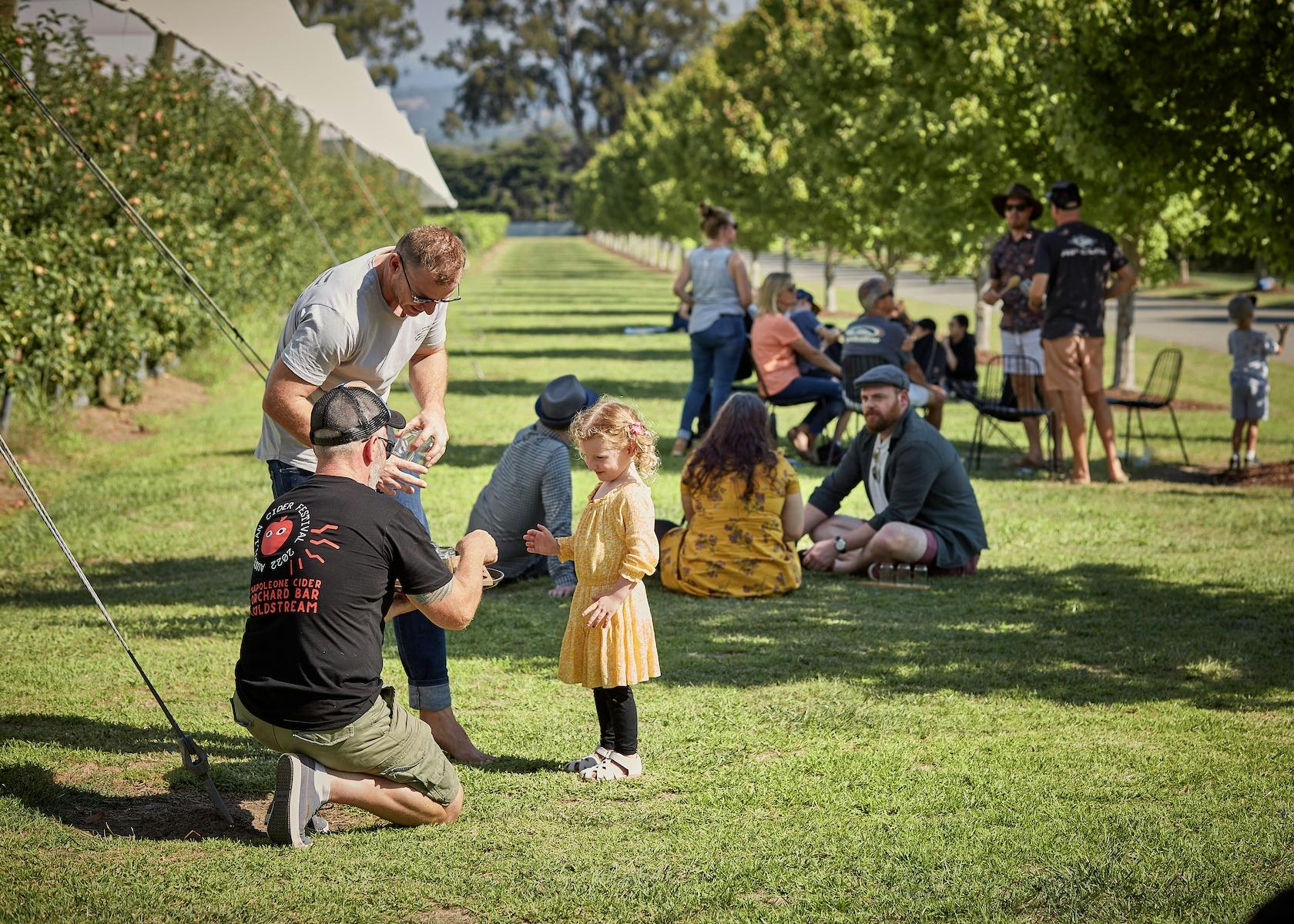 Staff and customers enjoying the sunshine
