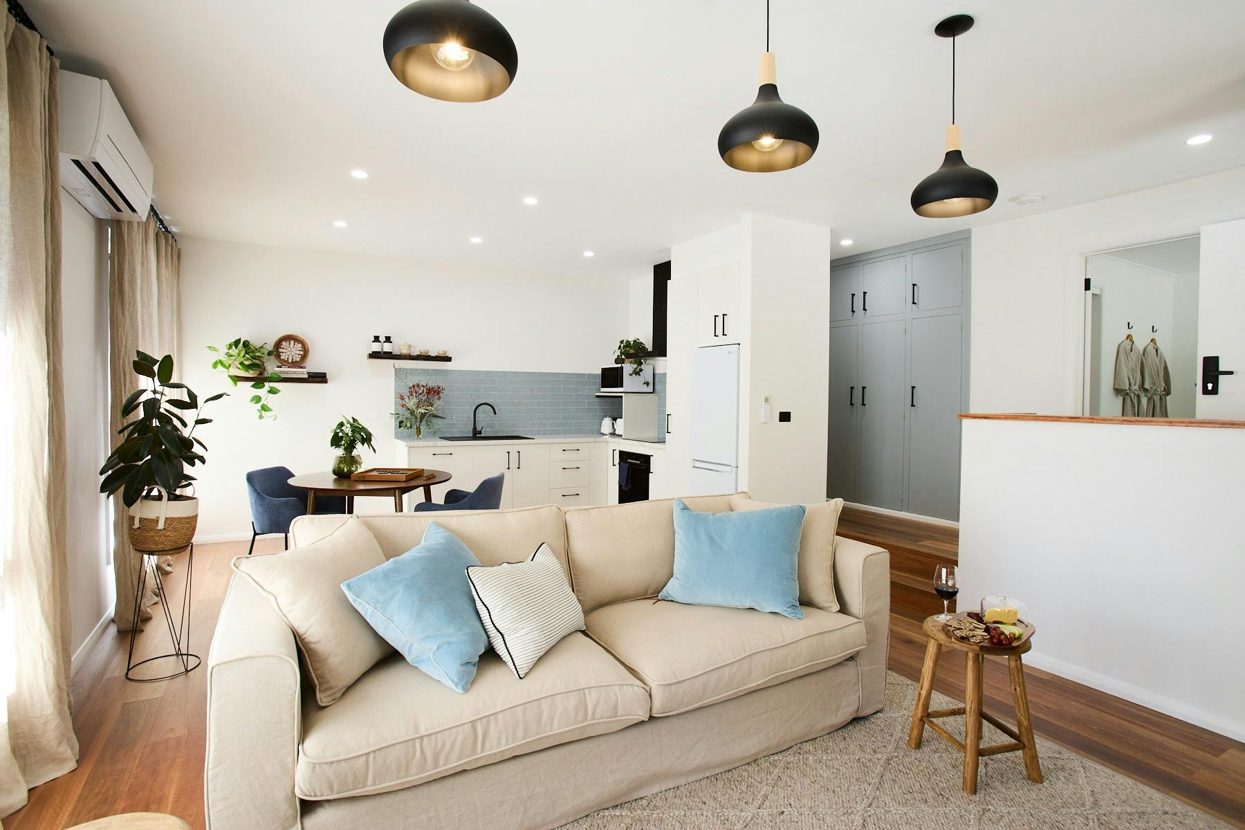 Open planned living gives a spacious setting in which one can relax