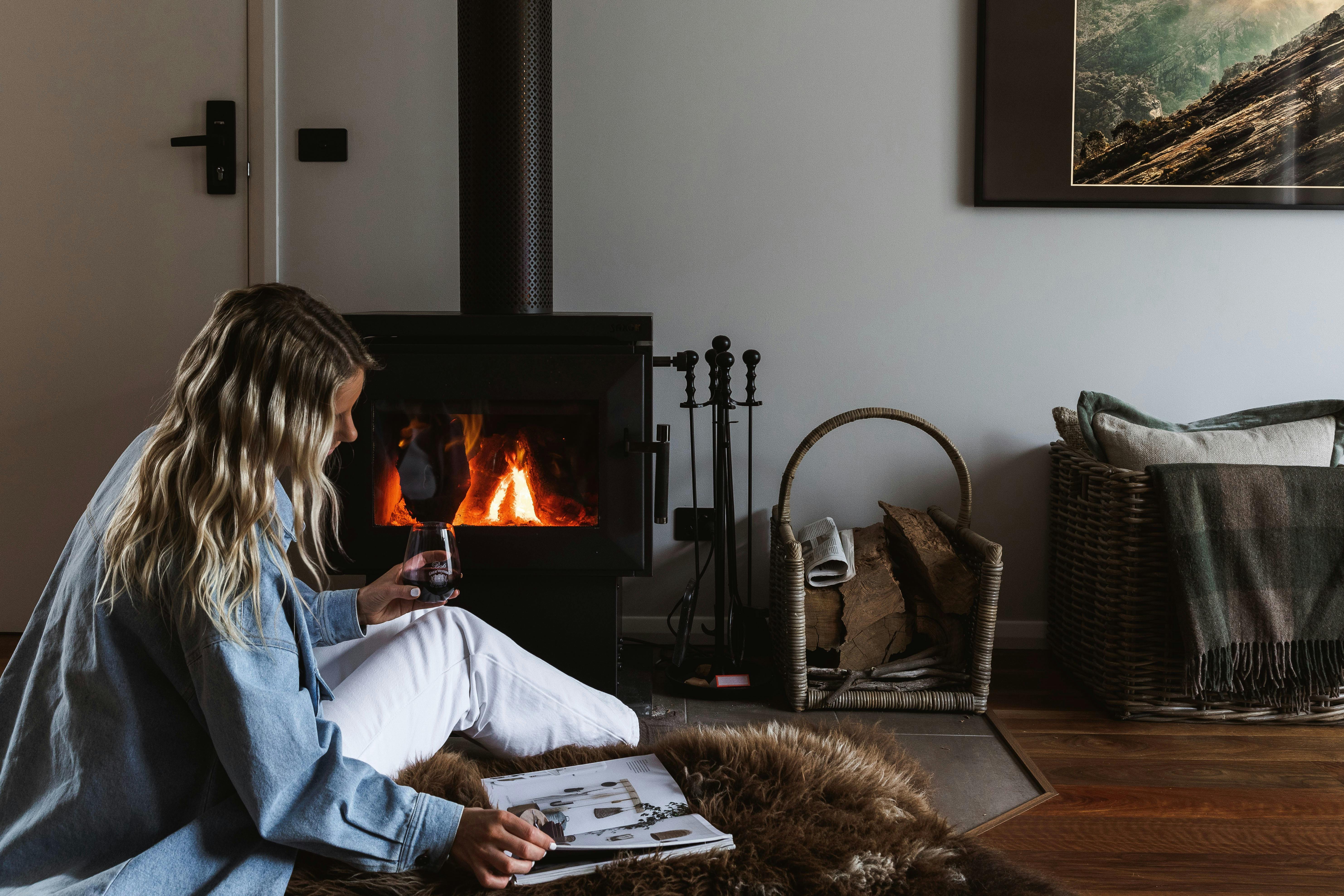 Relax by the fire with your favorite book