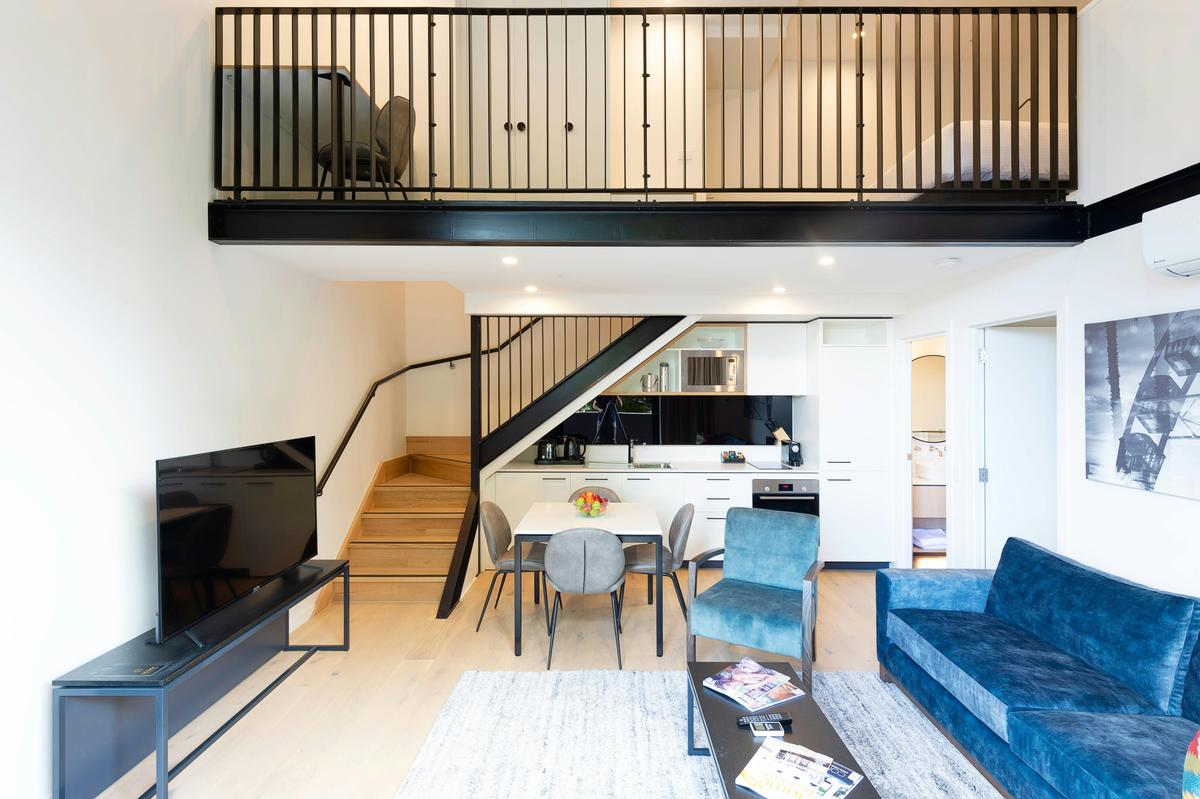 Two Bedroom Bellerine Street Loft Apartment Living Area and Loft