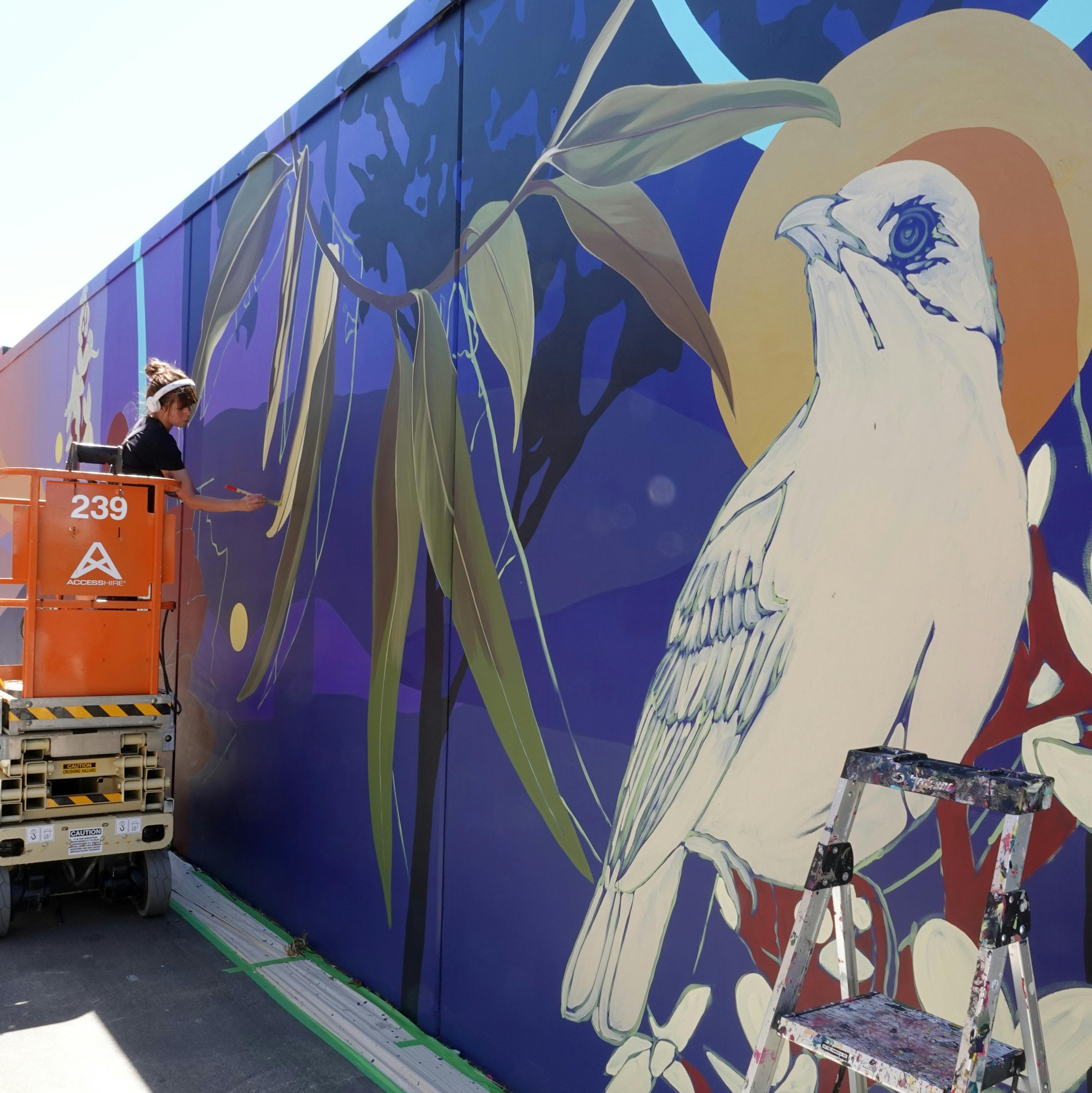 Neerim South mural artist at work