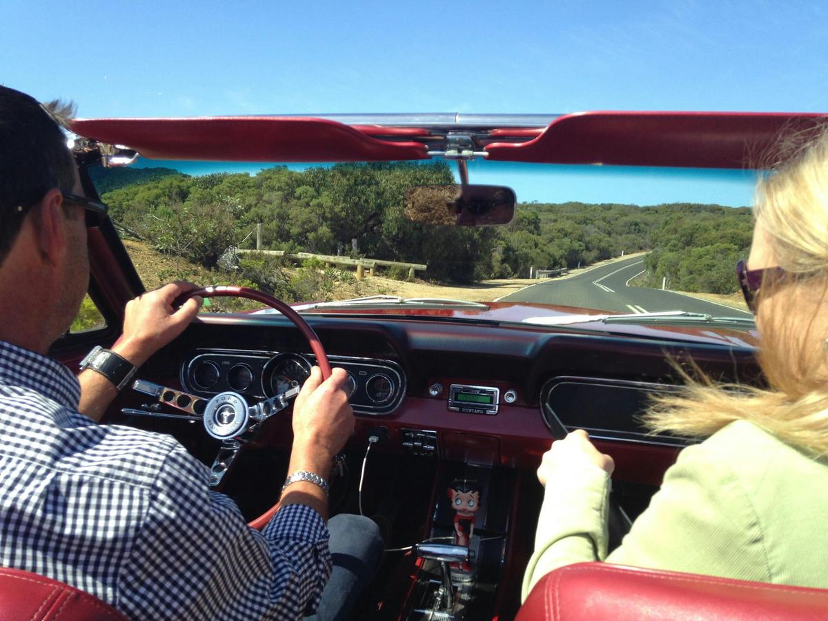 Surfcoast and Great Ocean Road tour in a Mustang Convertible on a VIP tour with chauffeur driver