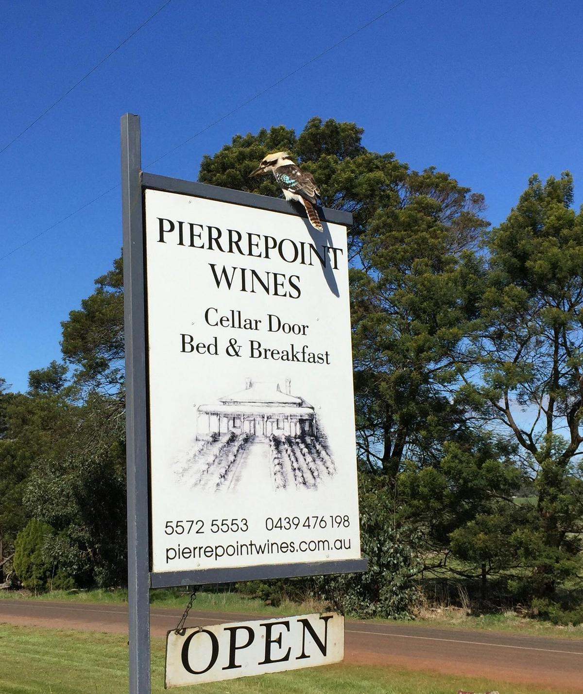 Sign at front gate of Pierrepoint Wines