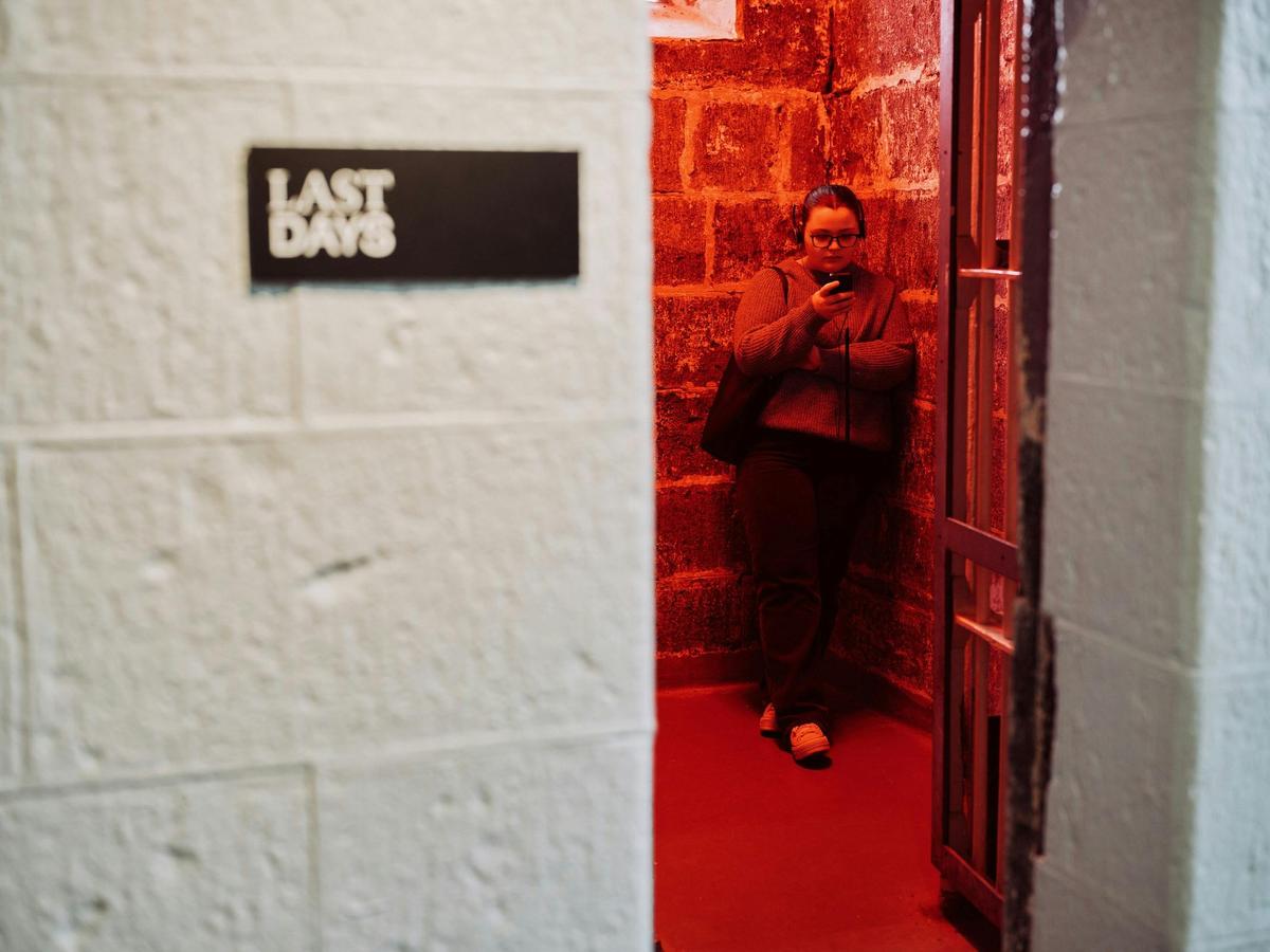 Person standing inside red cell