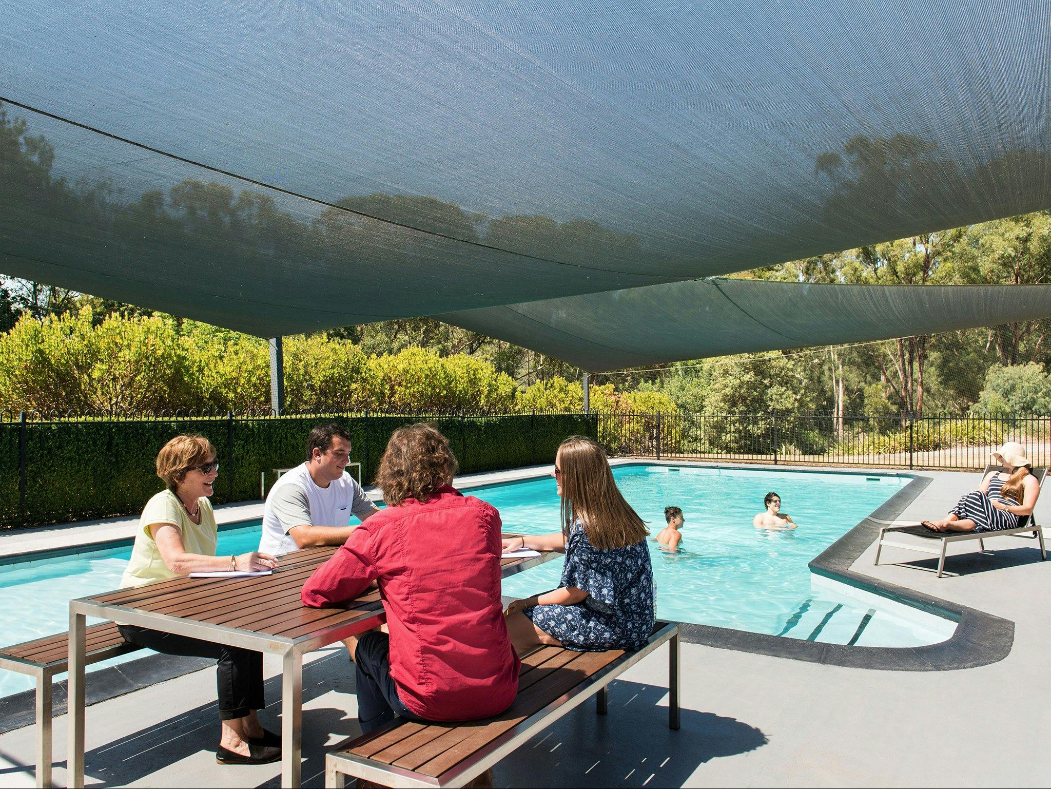 Relaxing by the pool at CountryPlace