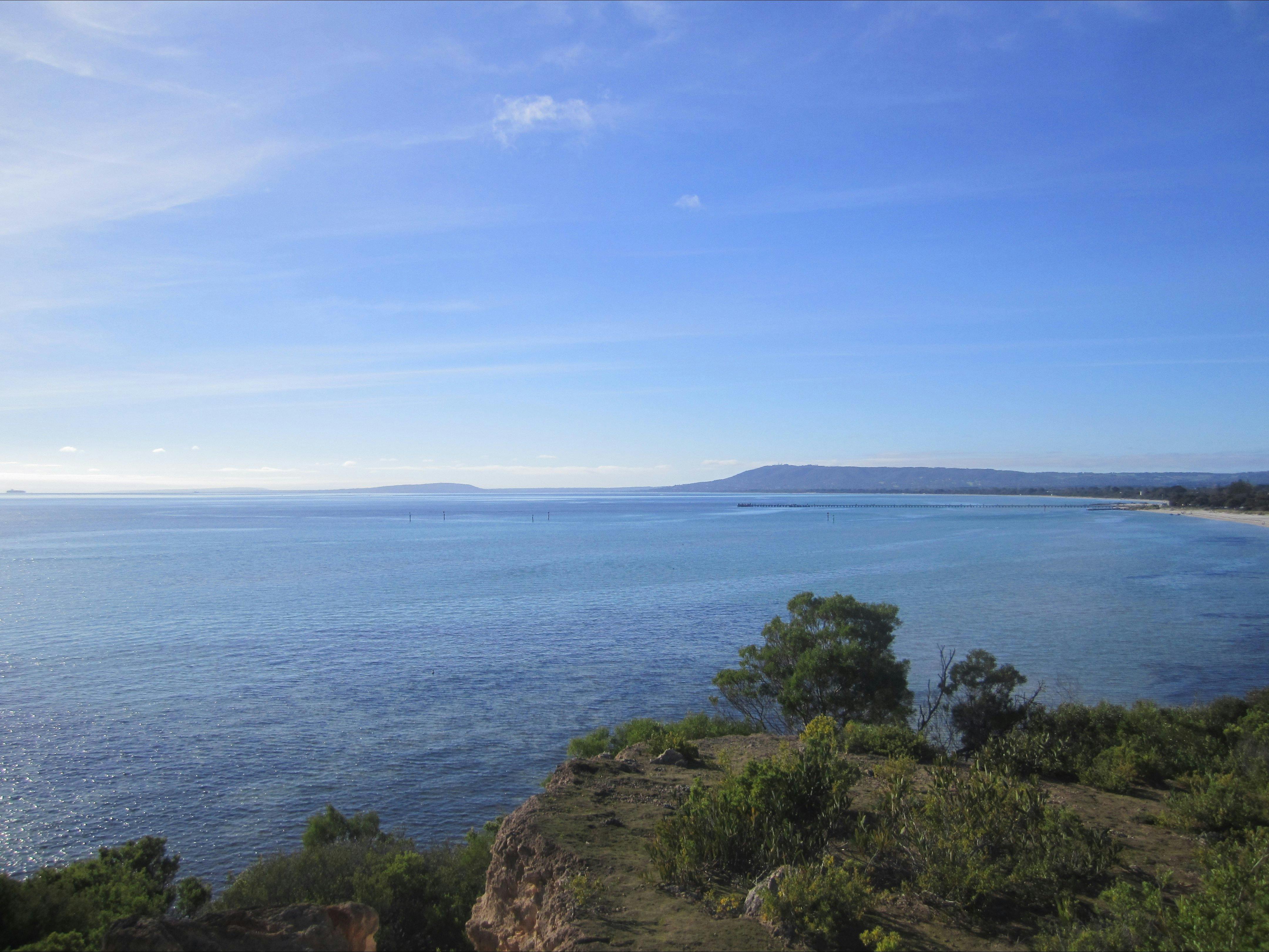 View from tom of Whitecliffs beach towards Arthurs Seat