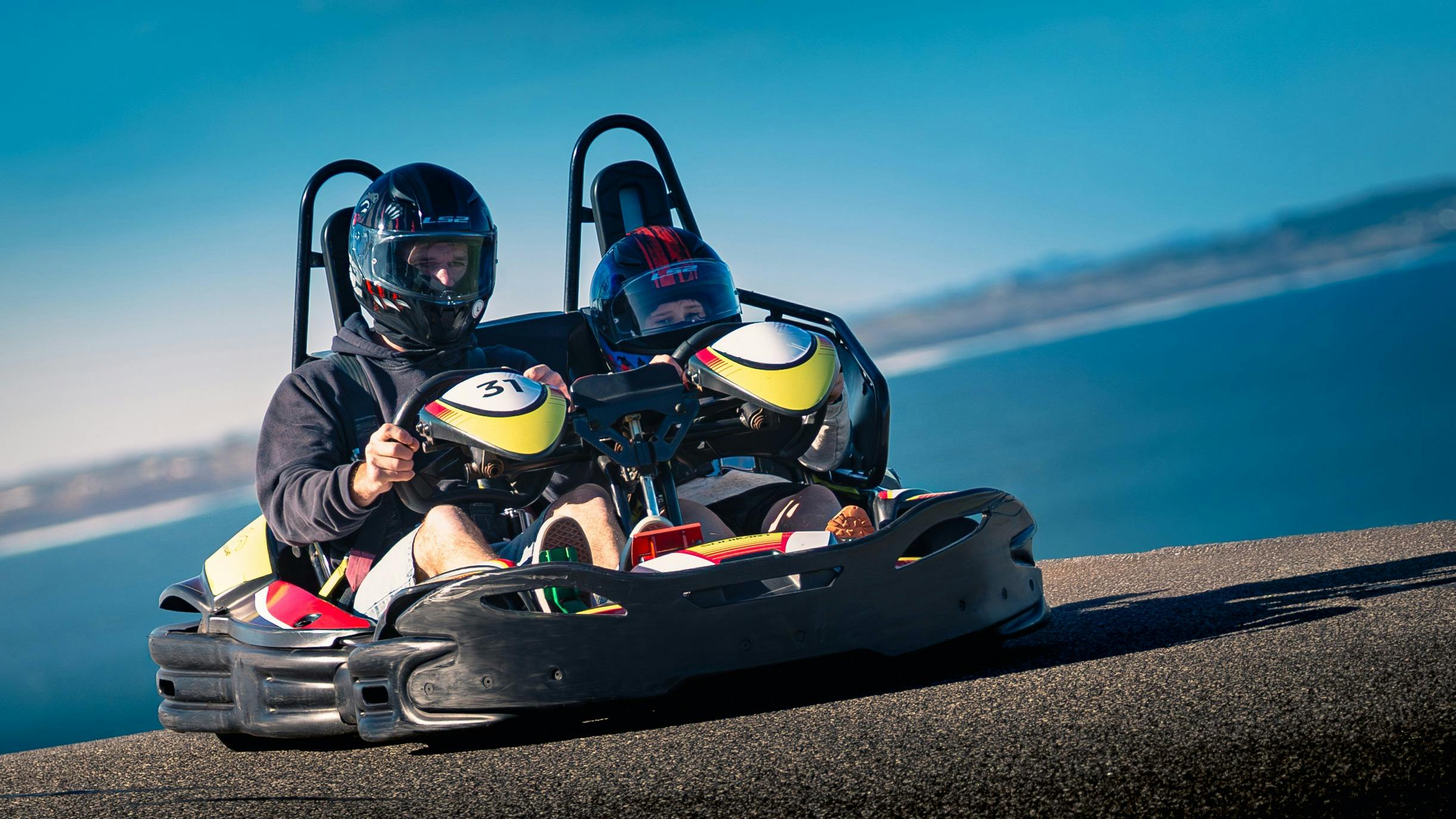 Get behind the wheel of our Tandem Karts that are available.