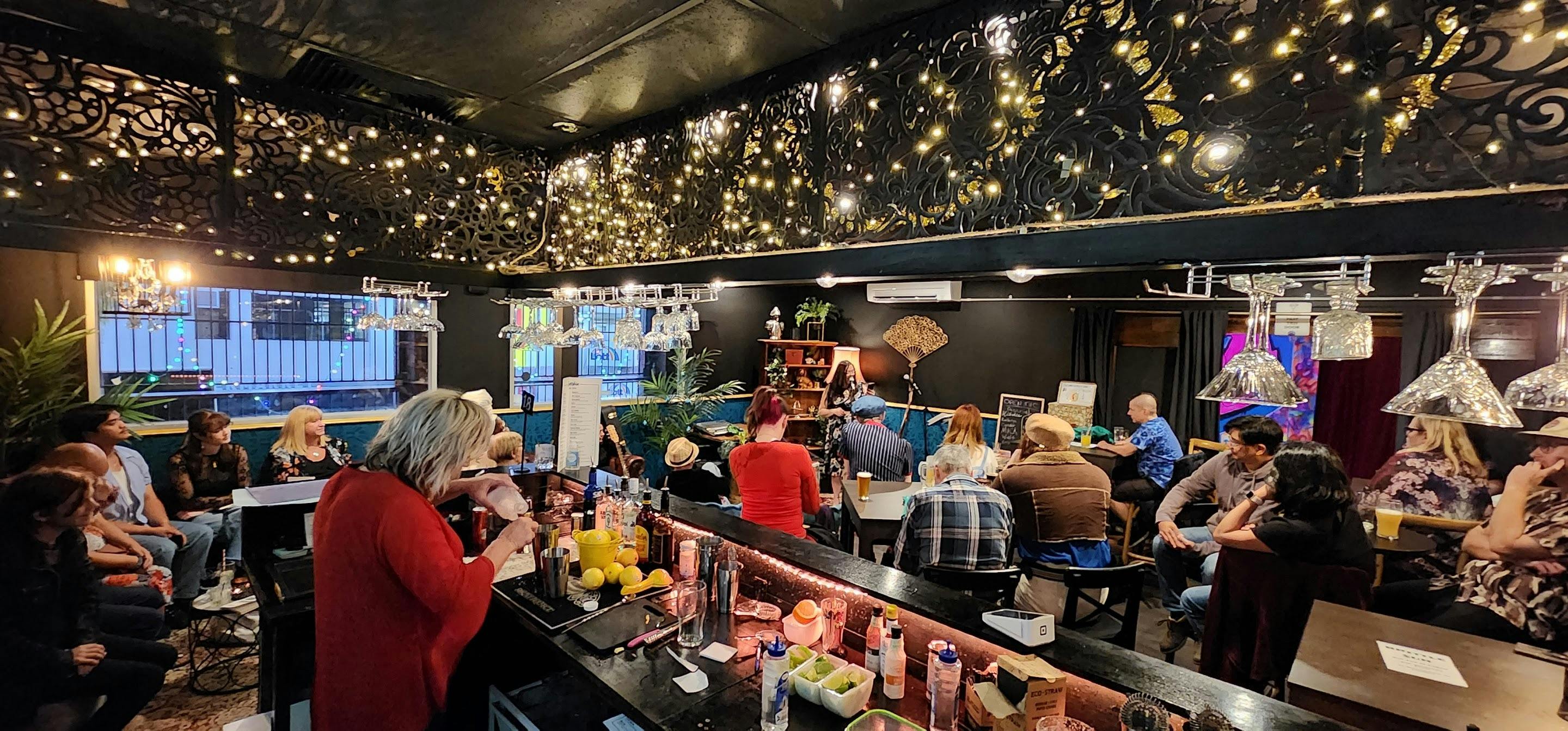 Poetry night in Pride's cocktail room