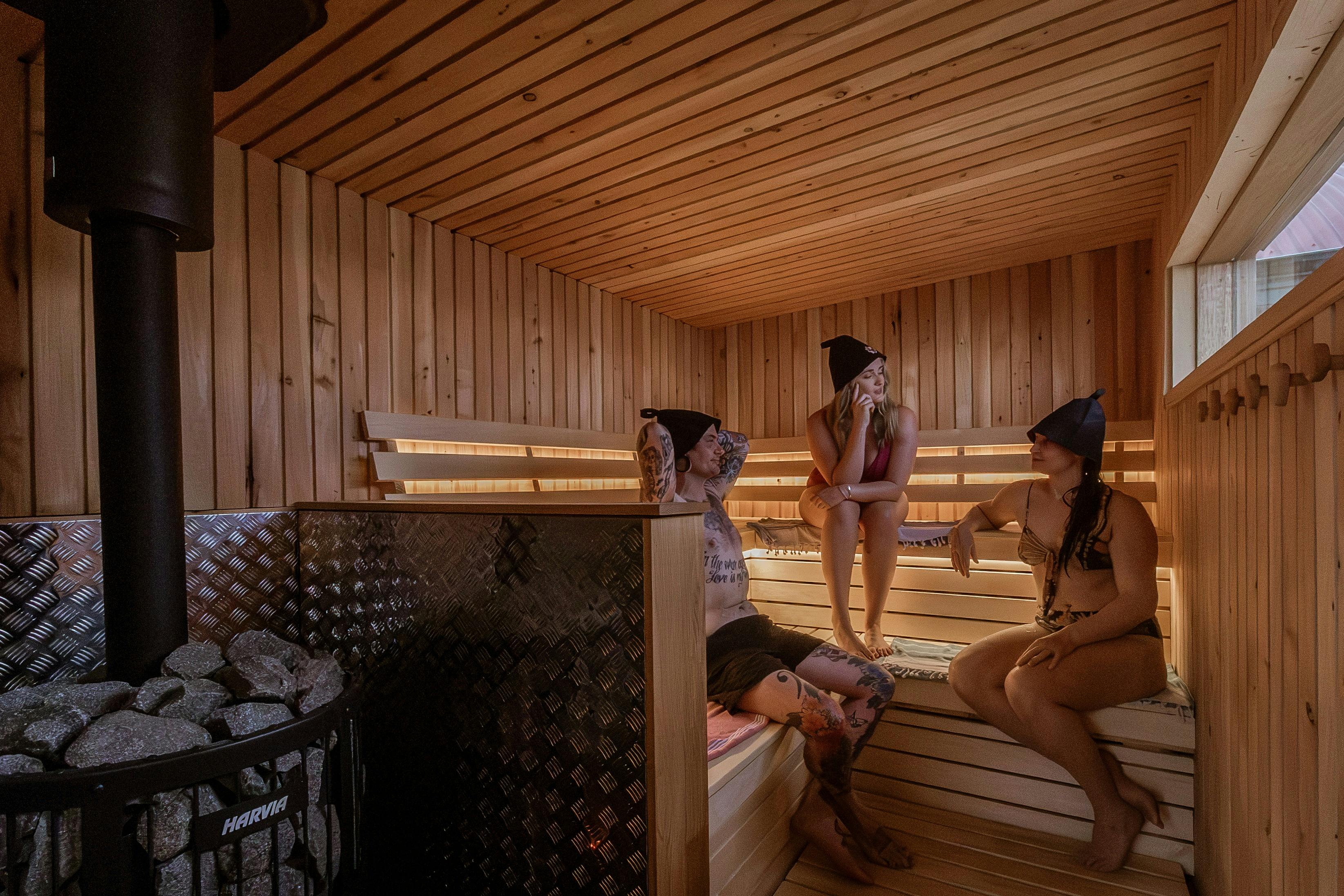 Guests enjoying sauna