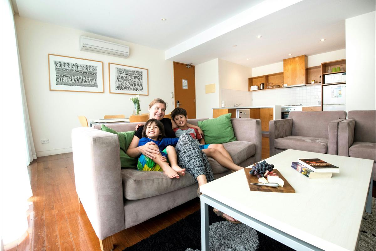 The apartments are perfect for families or groups. Enjoy a movie on the free entertainment system.