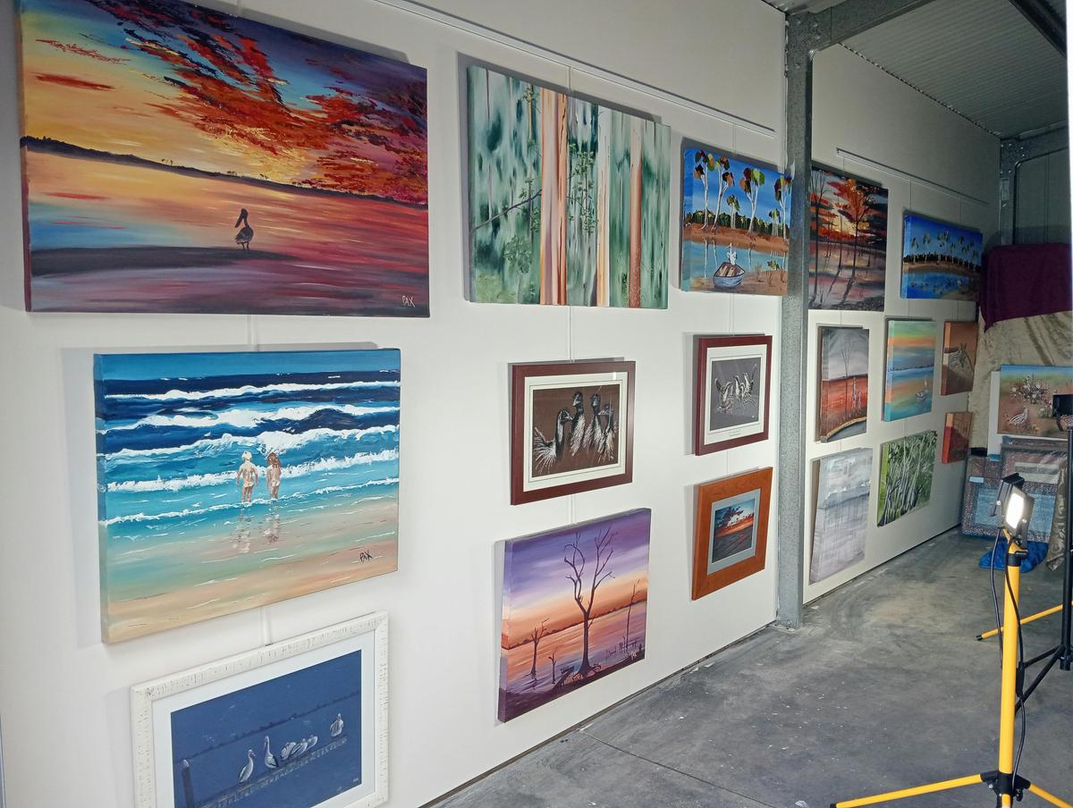 Inside Pax Art Studio Gallery: Gallery wall.