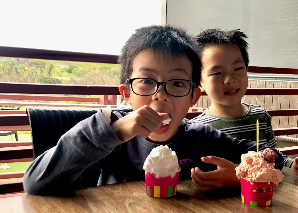 eating ice cream at Chocolaterie