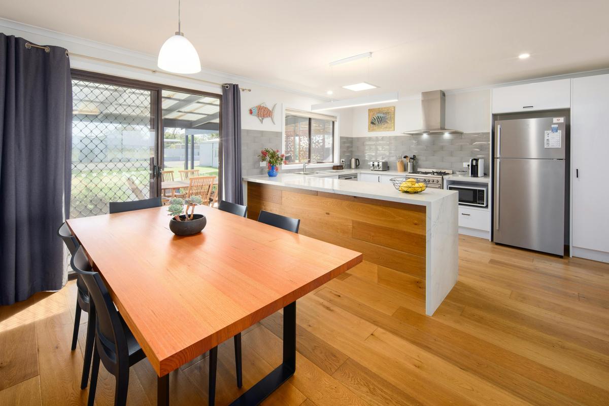 Kitchen and Dining area which seats six people