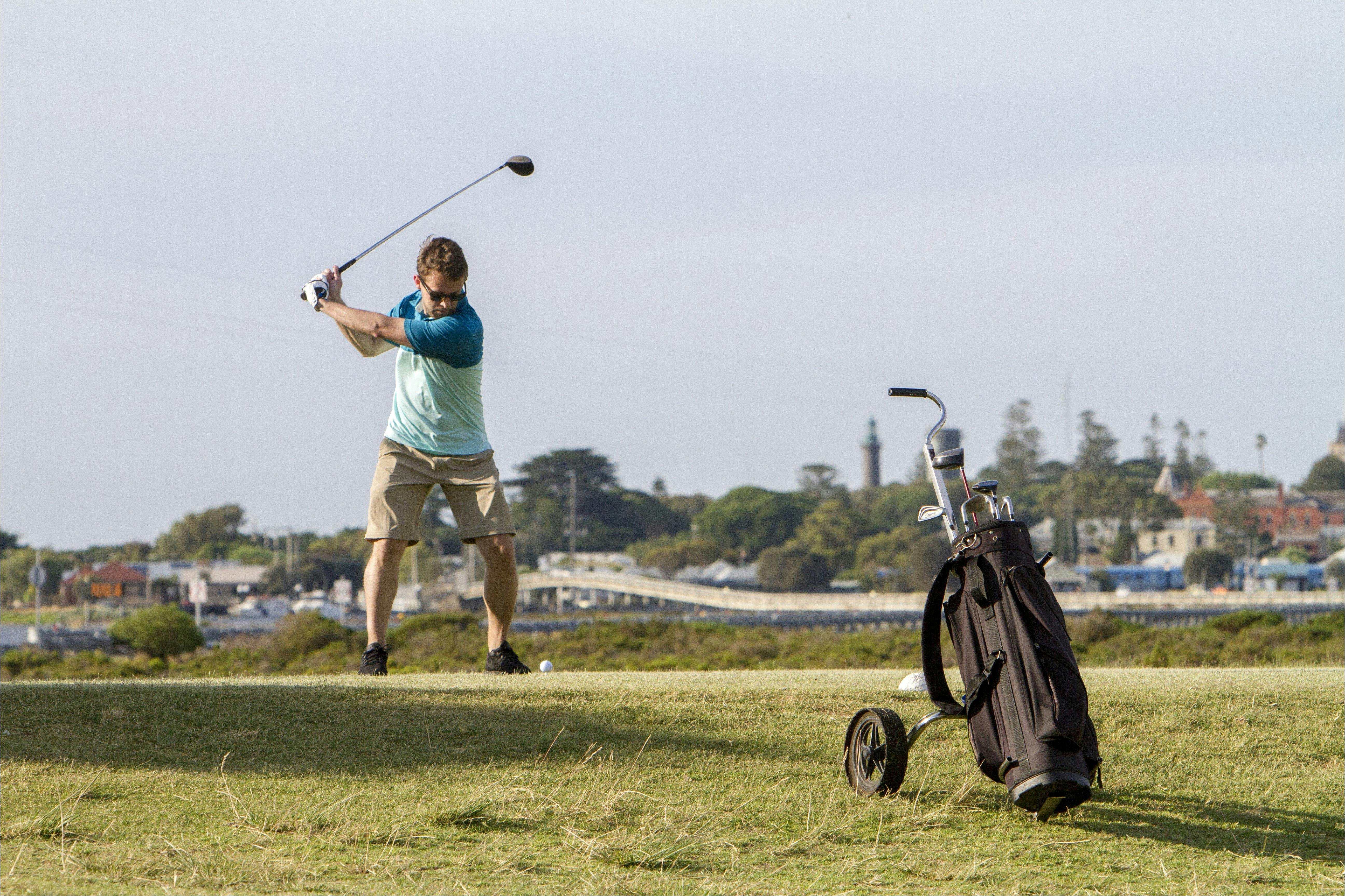 Teeing off from the 6th with Queenscliff in the background