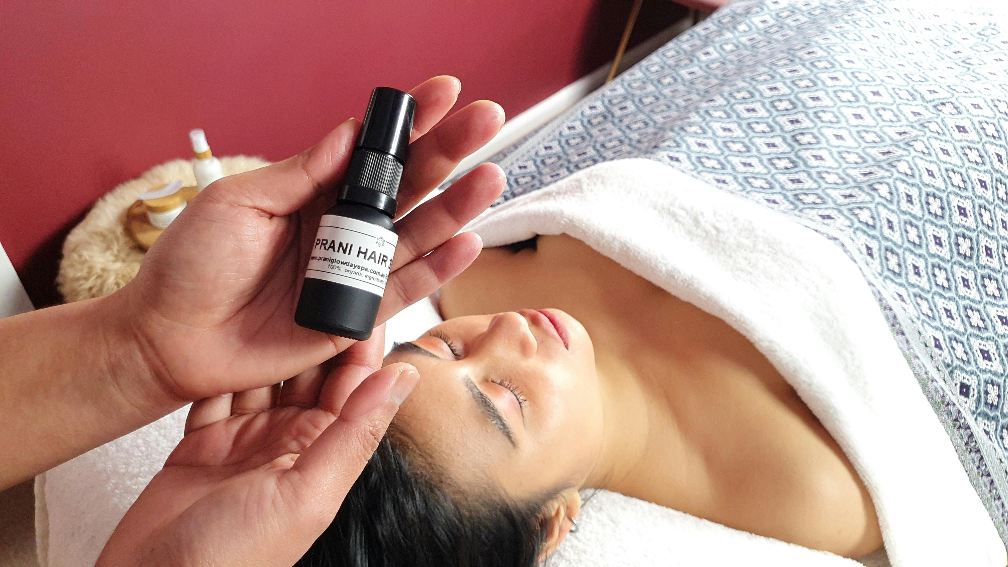 head massage with exotic hair serum at Prani glow day spa