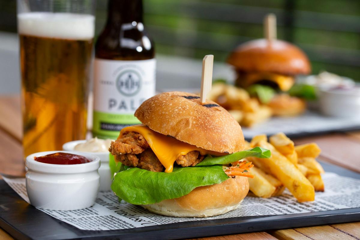 Enjoy a burger and chips on the Alfresco Deck at the Lakeside Visitor Centre