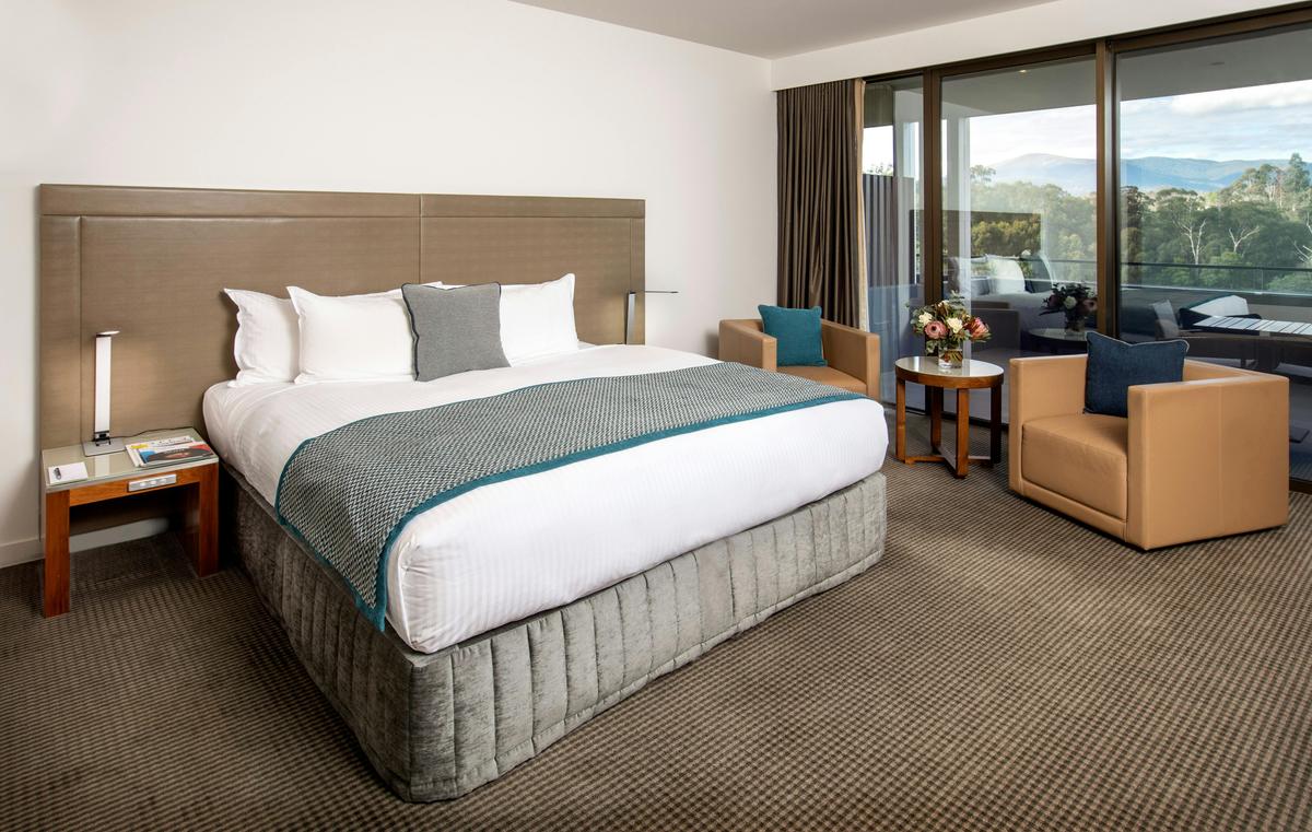 King bed and couches