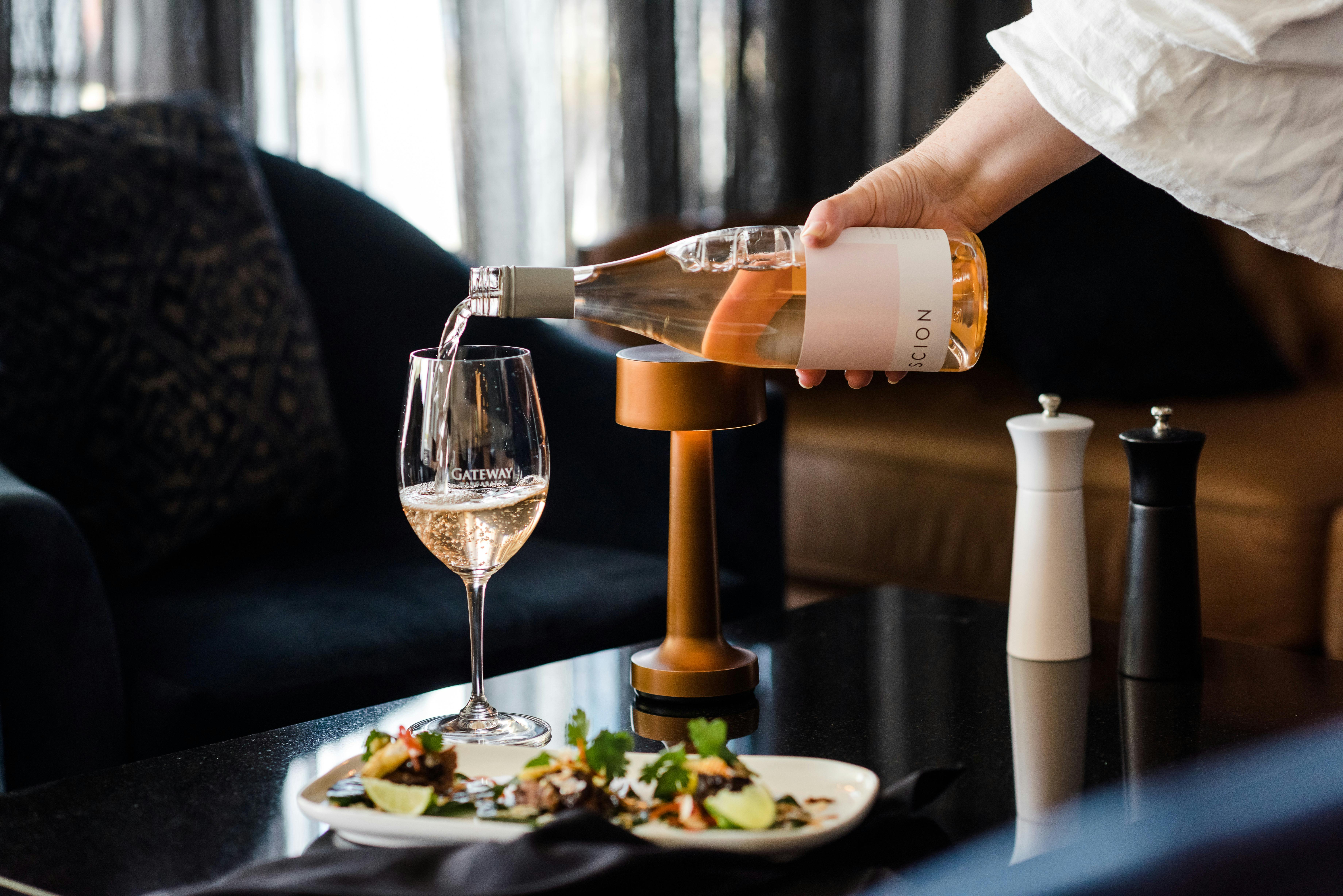 Entrees and Rutherglen rose served in the Gateway lounge