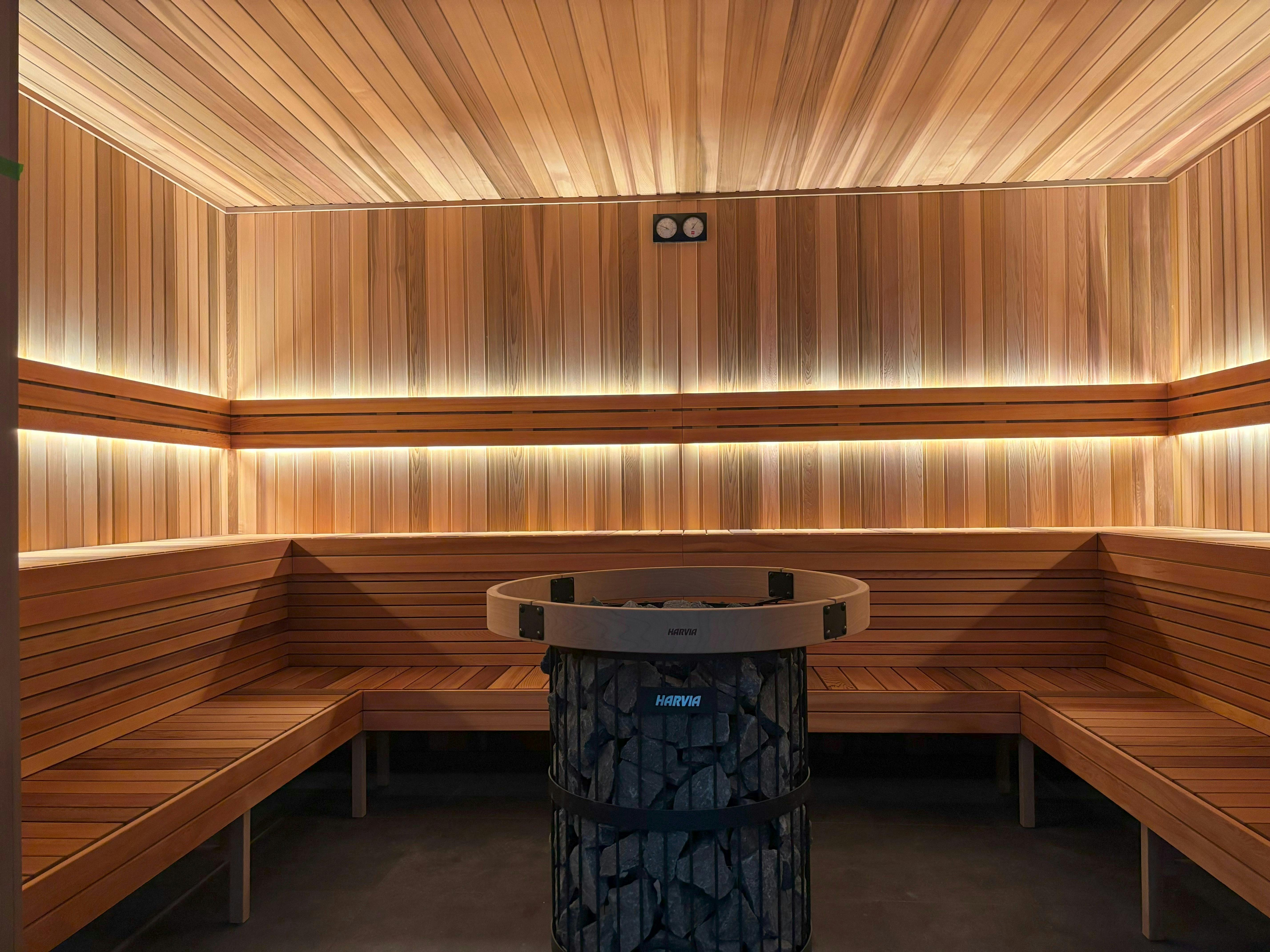 Inside the 20 Person Traditional Sauna