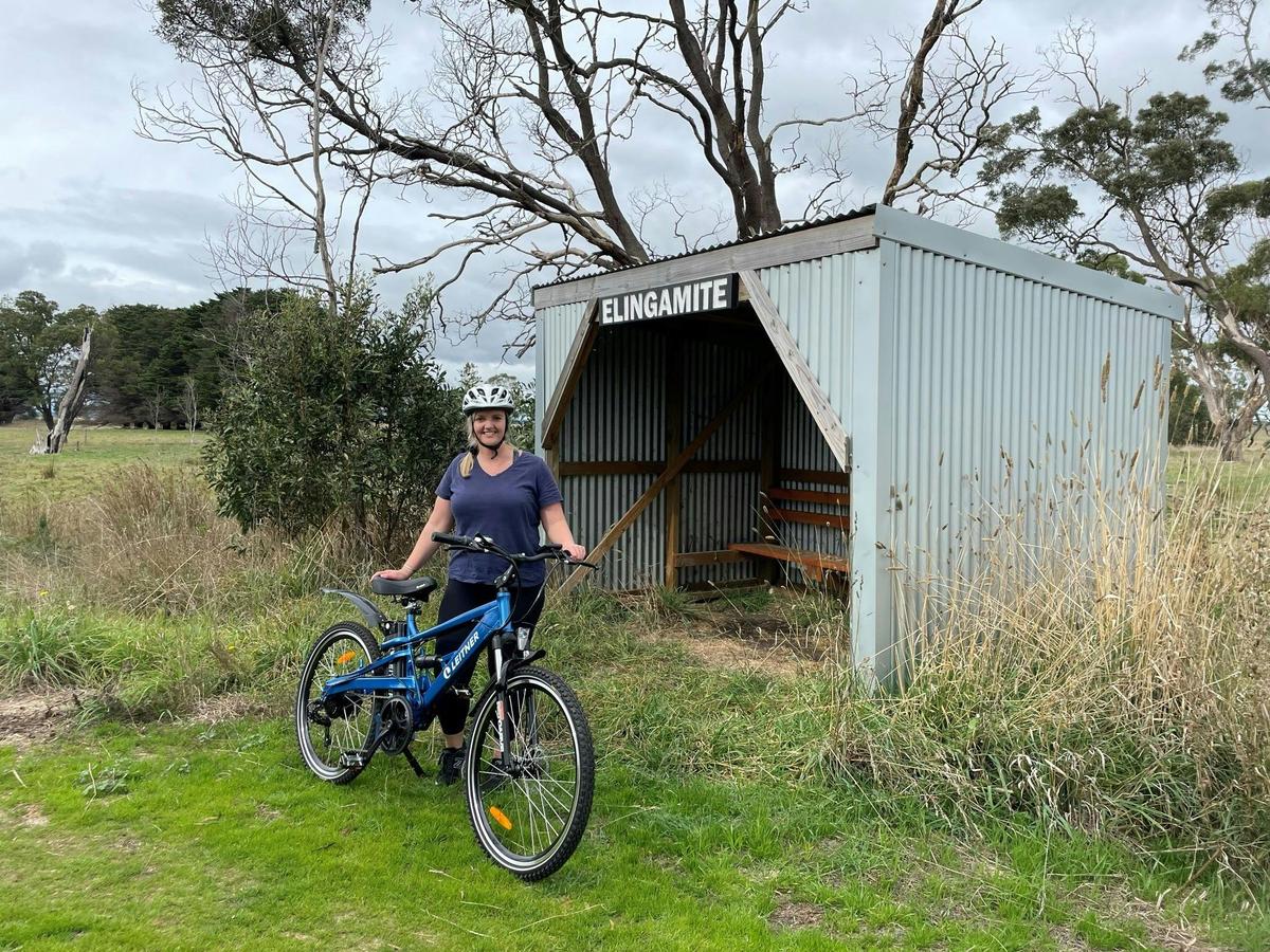 Ebike riding along the Camperdown to Timboon Rail Trail
