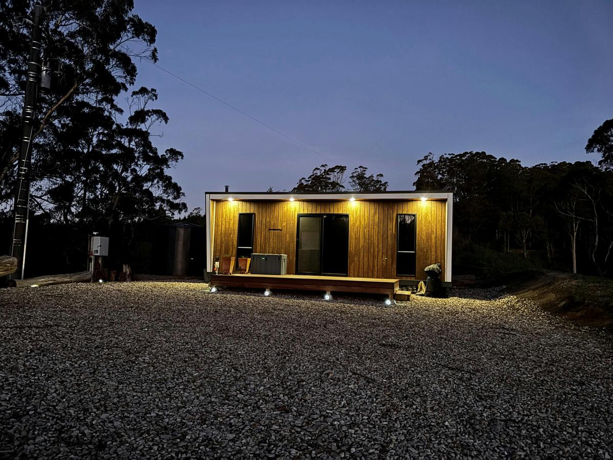 cabin all lit up