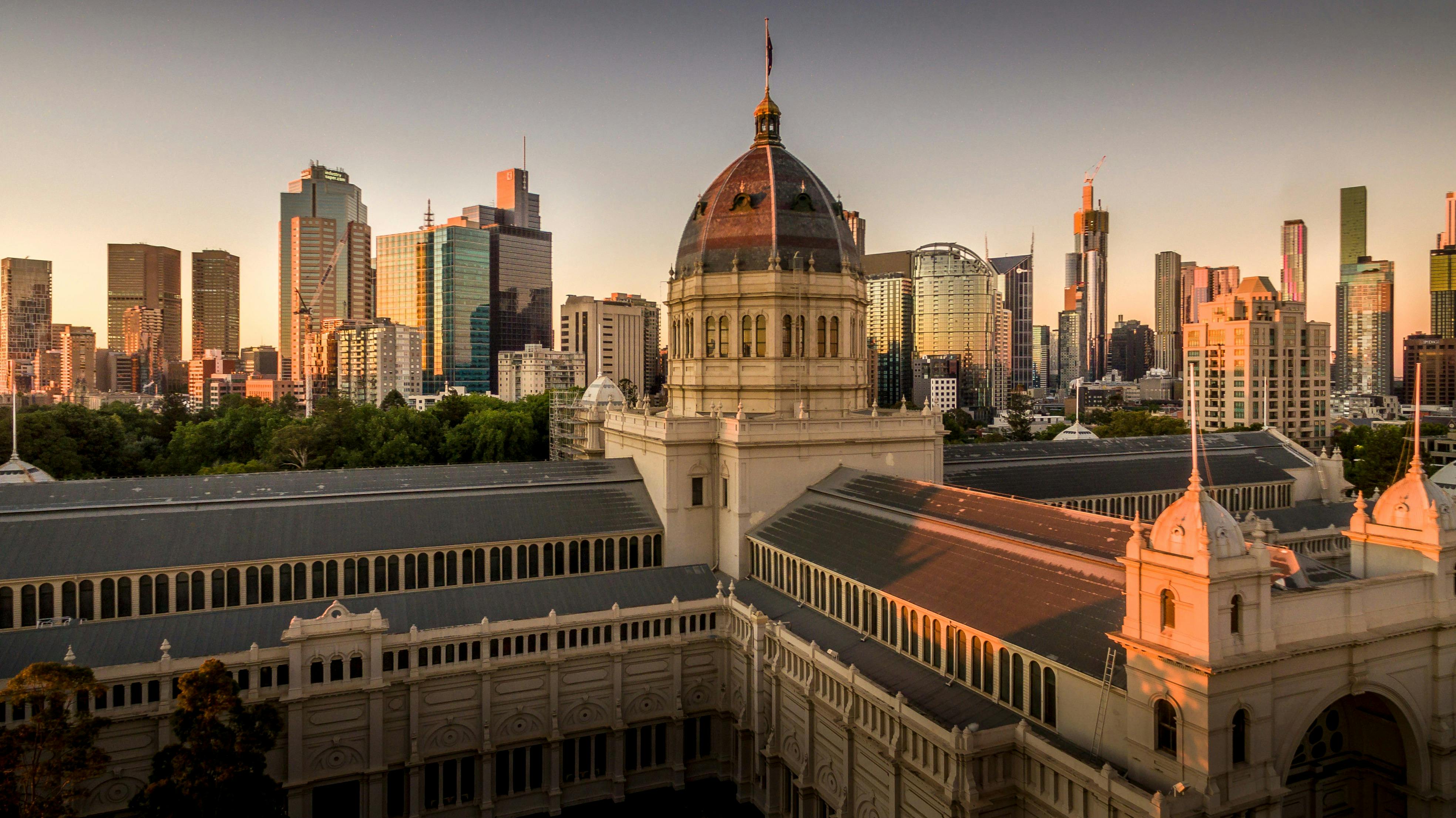 An exterior view of the Royal Exhibition Building Dome Promenade.