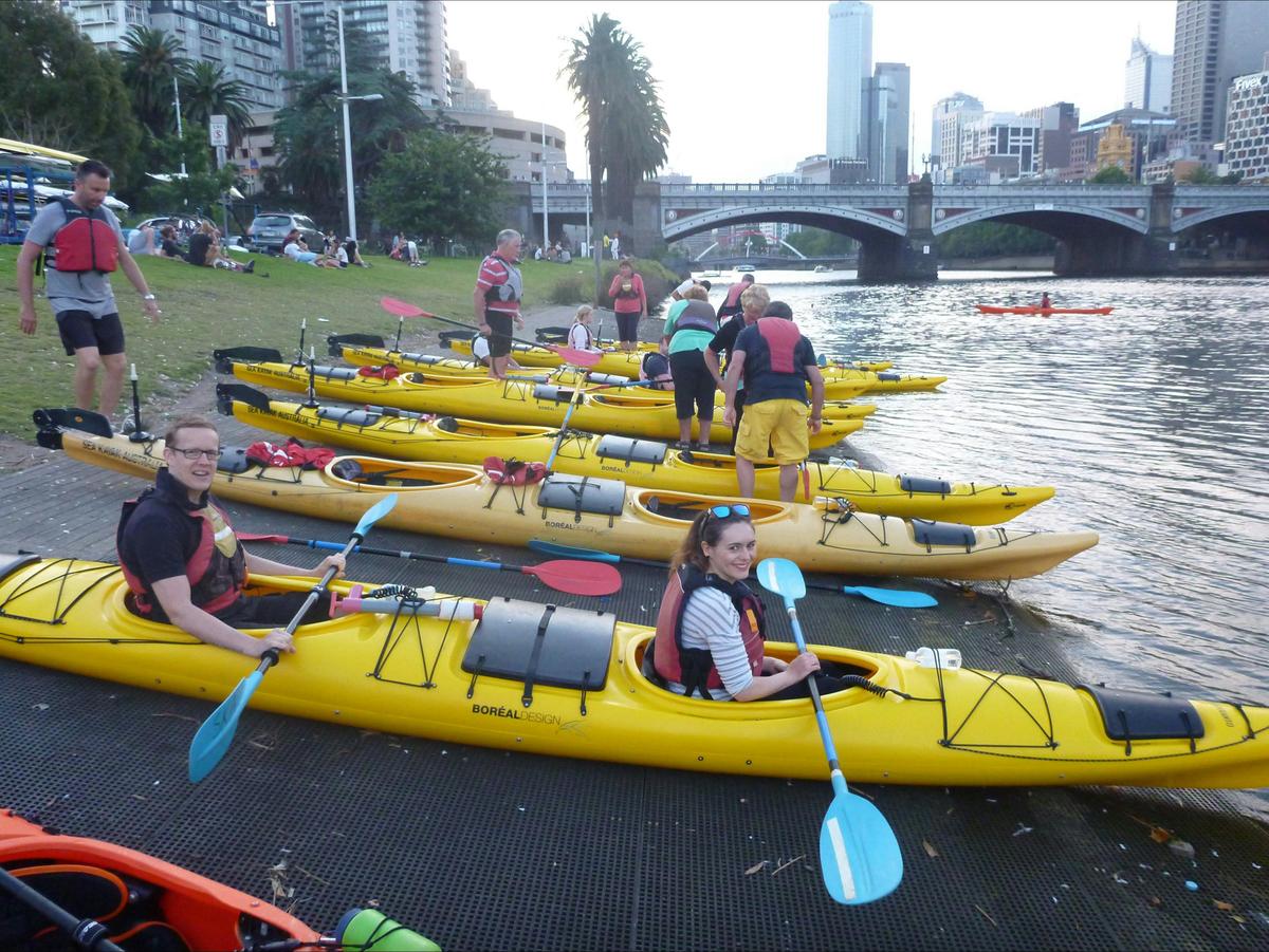 Start point at the rowing sheds. safety briefing complete and about to go on a Melbourne City Kayak