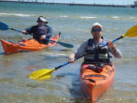 Sea kayaking at St Kilda on a Introduction to Sea Kayaking Course