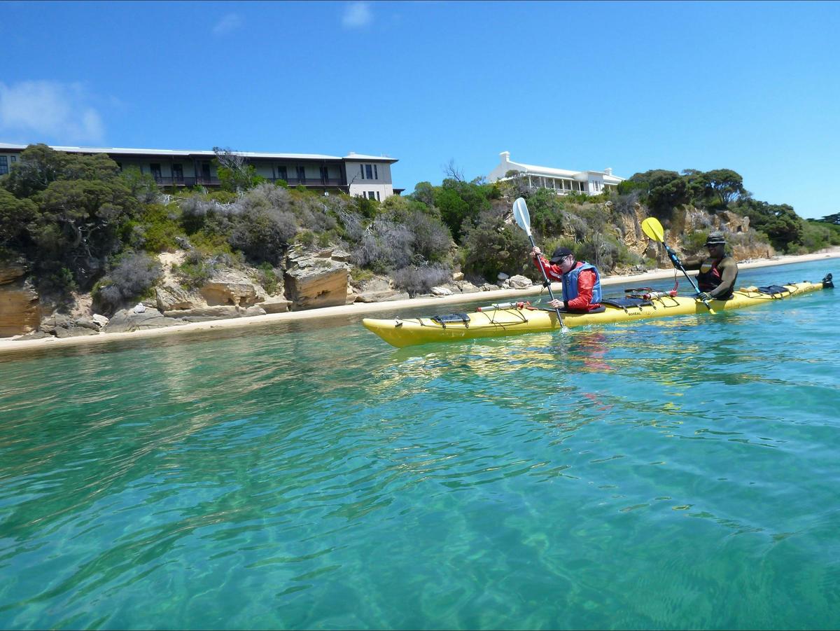 Paddling past quarantine station - P Nepean