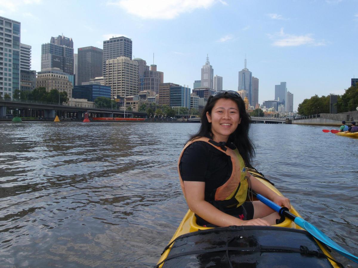 View of the City of melbourne from a kayak