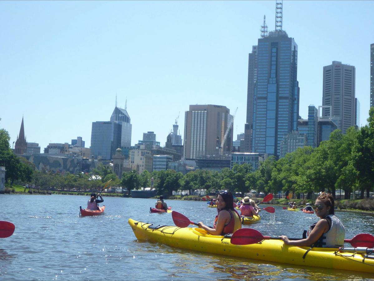 View of Melbourne City from a kayak. Amazing day paddling and seeing the sites of Melbourne