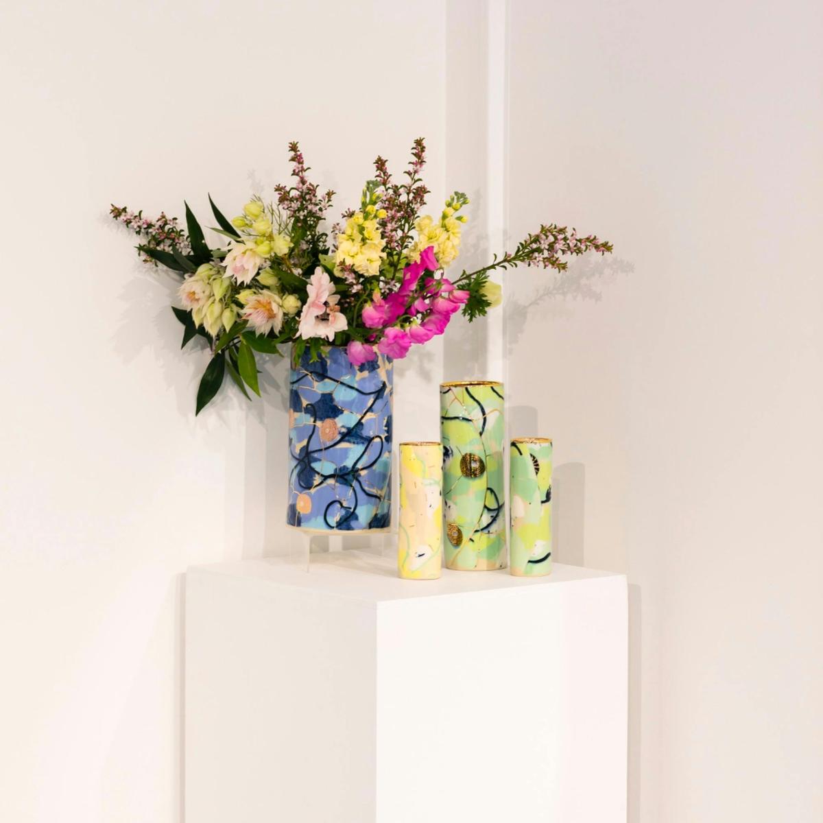 Handbuilt vases by Ruby Pilven