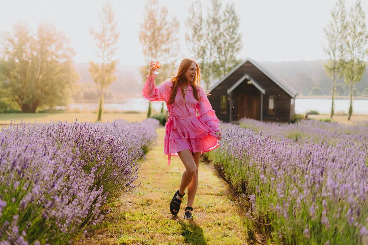 Summer flower fields and wedding chapel