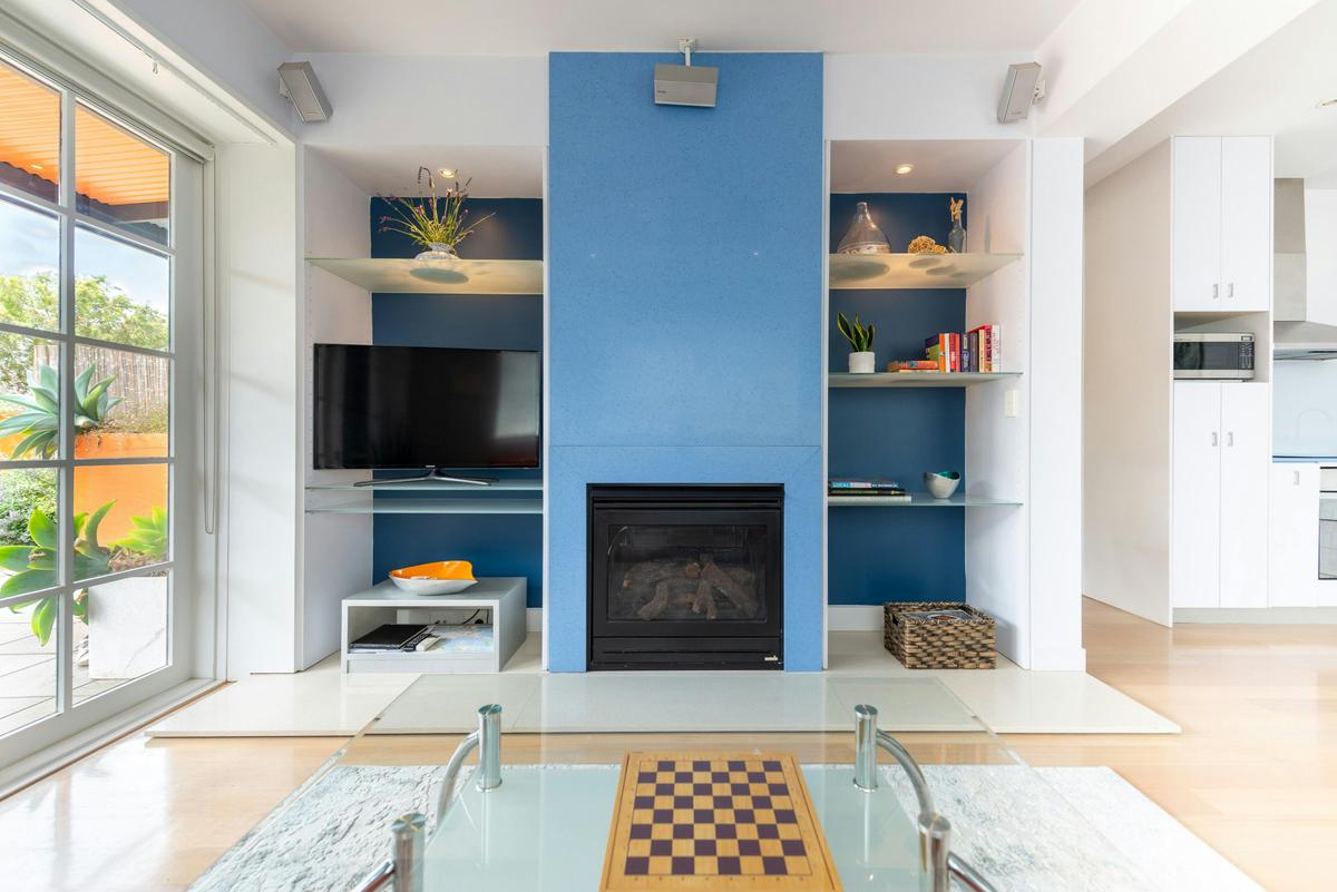 Smart television and gas log fire