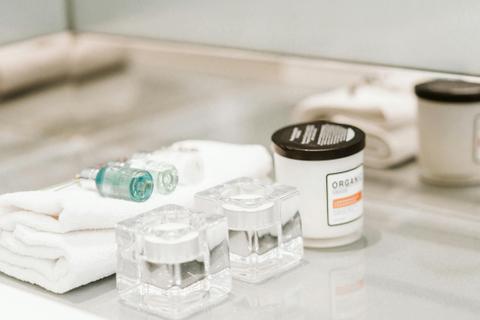 luxury toiletries and romantic candle