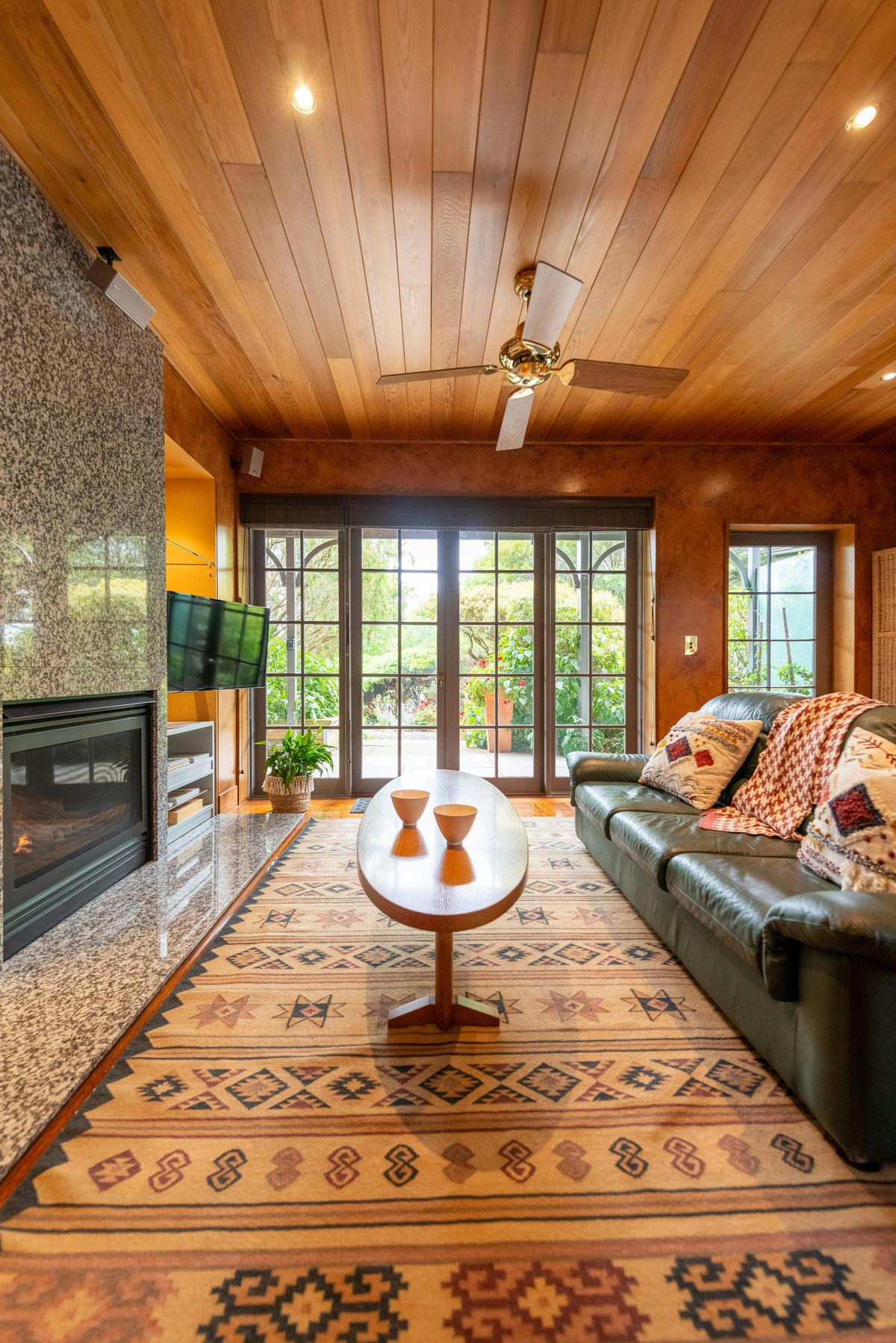 Lounge with fireplace and smart television