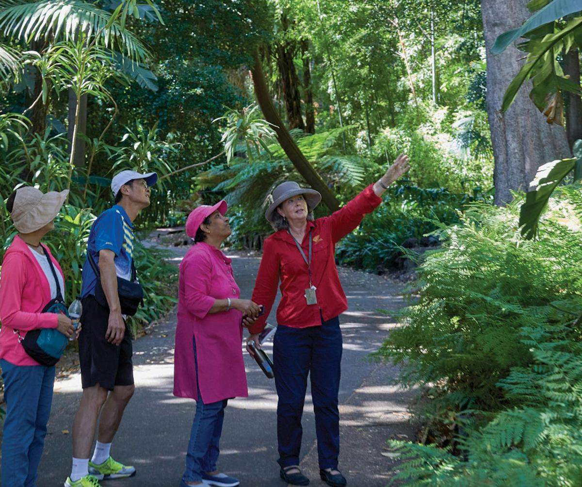 Volunteer guide with visitors
