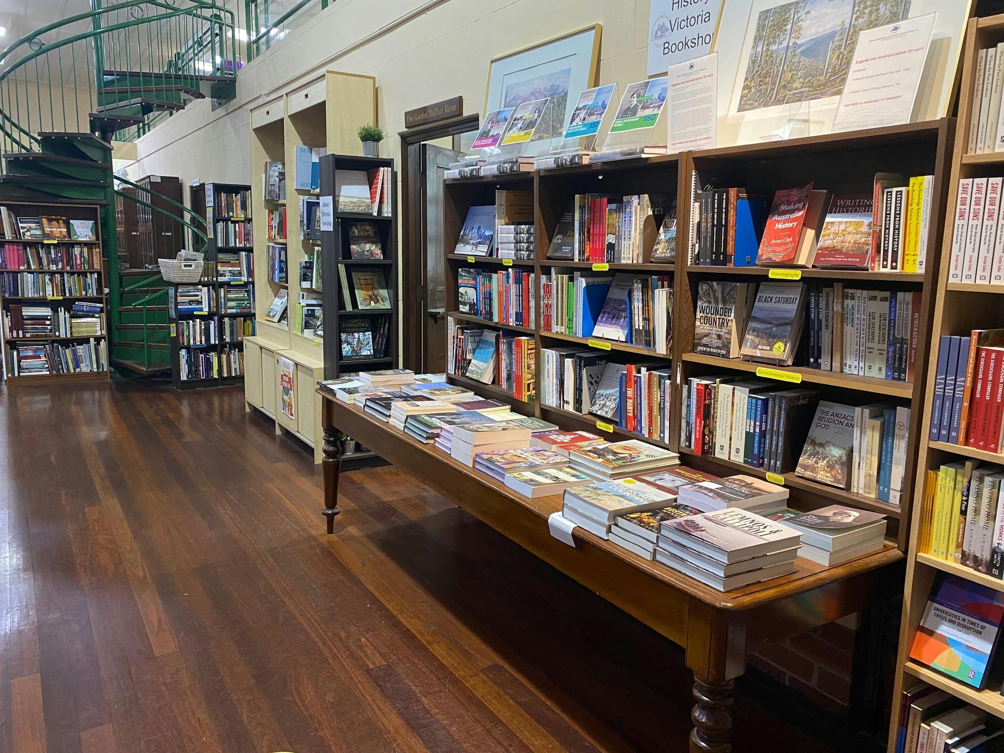 History Victoria bookshop at the Royal Historical Society of Victoria, 239 A'Beckett St, Melb 3000