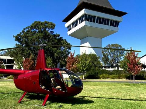 Helicopter landed at Mitchelton Winery