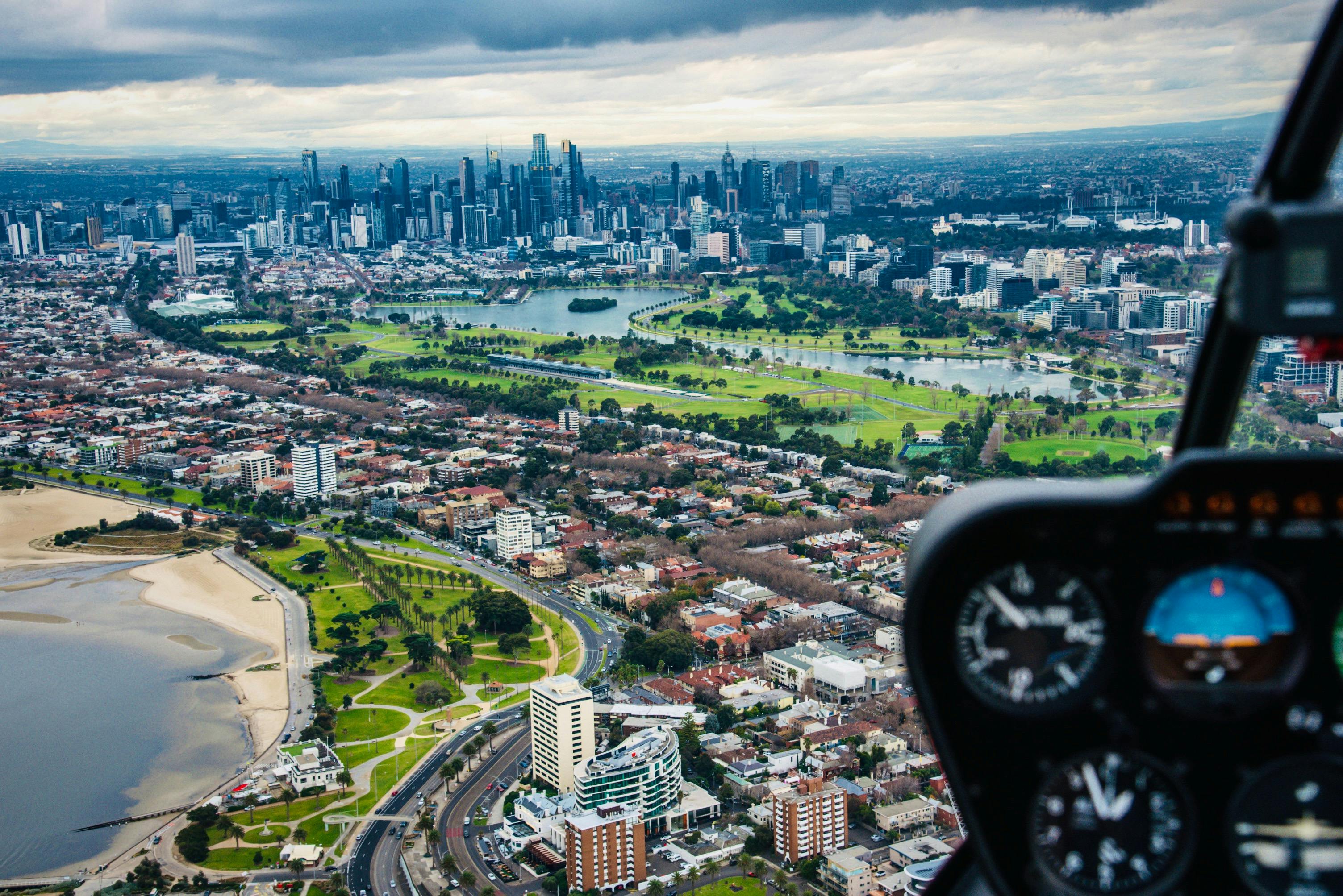 Rotor One - Helicopter Scenic Flight over Melbourne City St Kilda Beach Albert Park