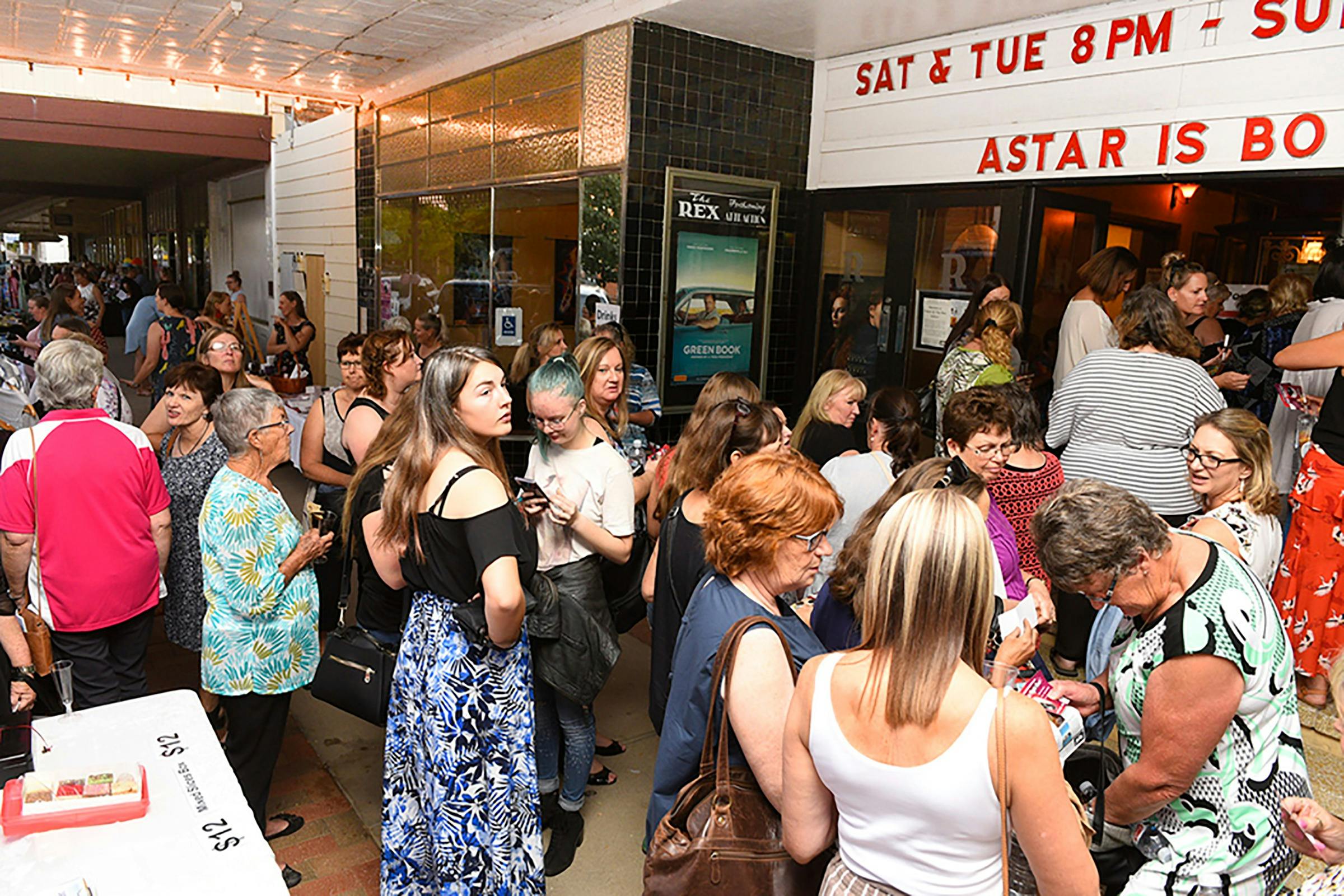 The crowd builds outside The Rex