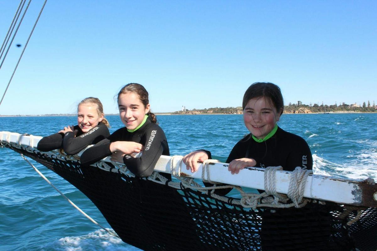 People sitting on Boom net