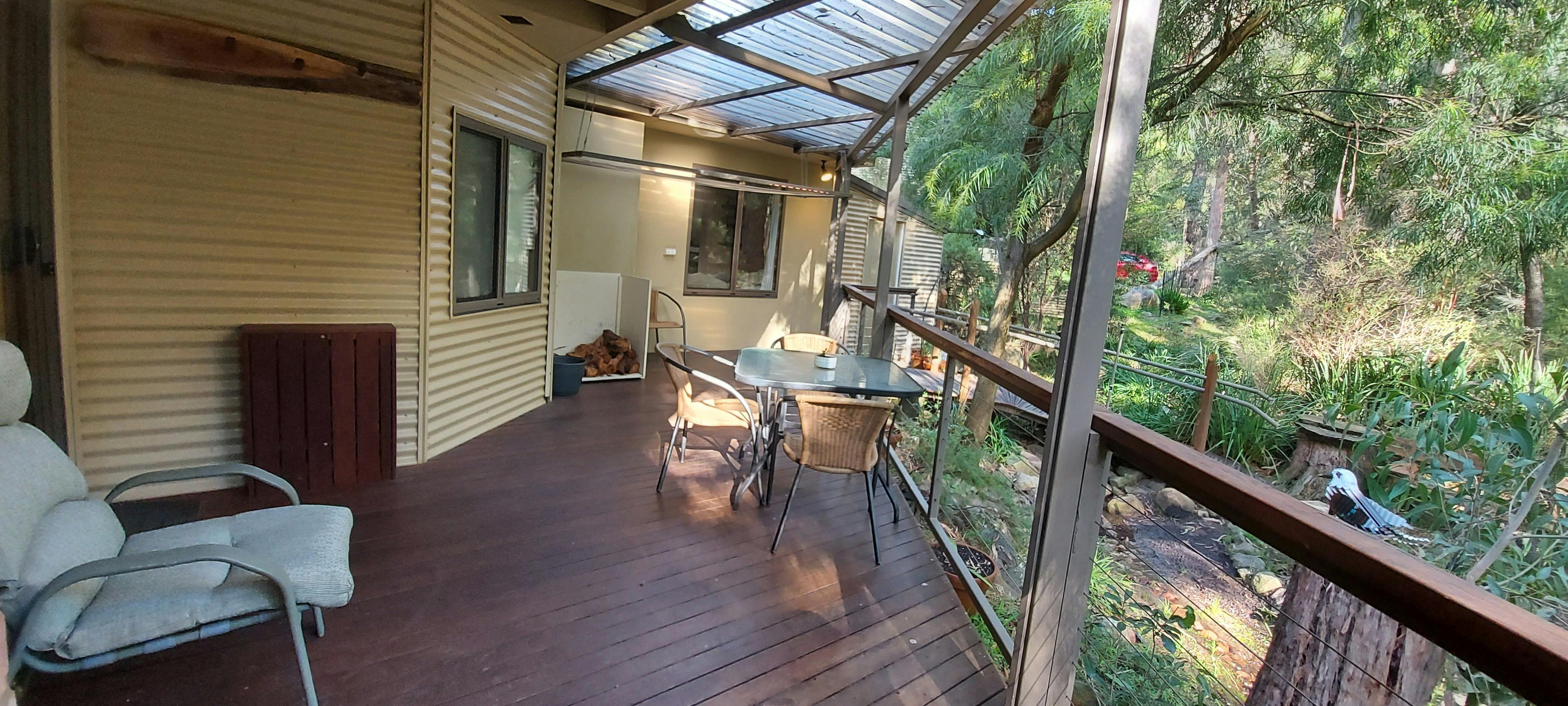 Undercover deck area overlooking the creek.