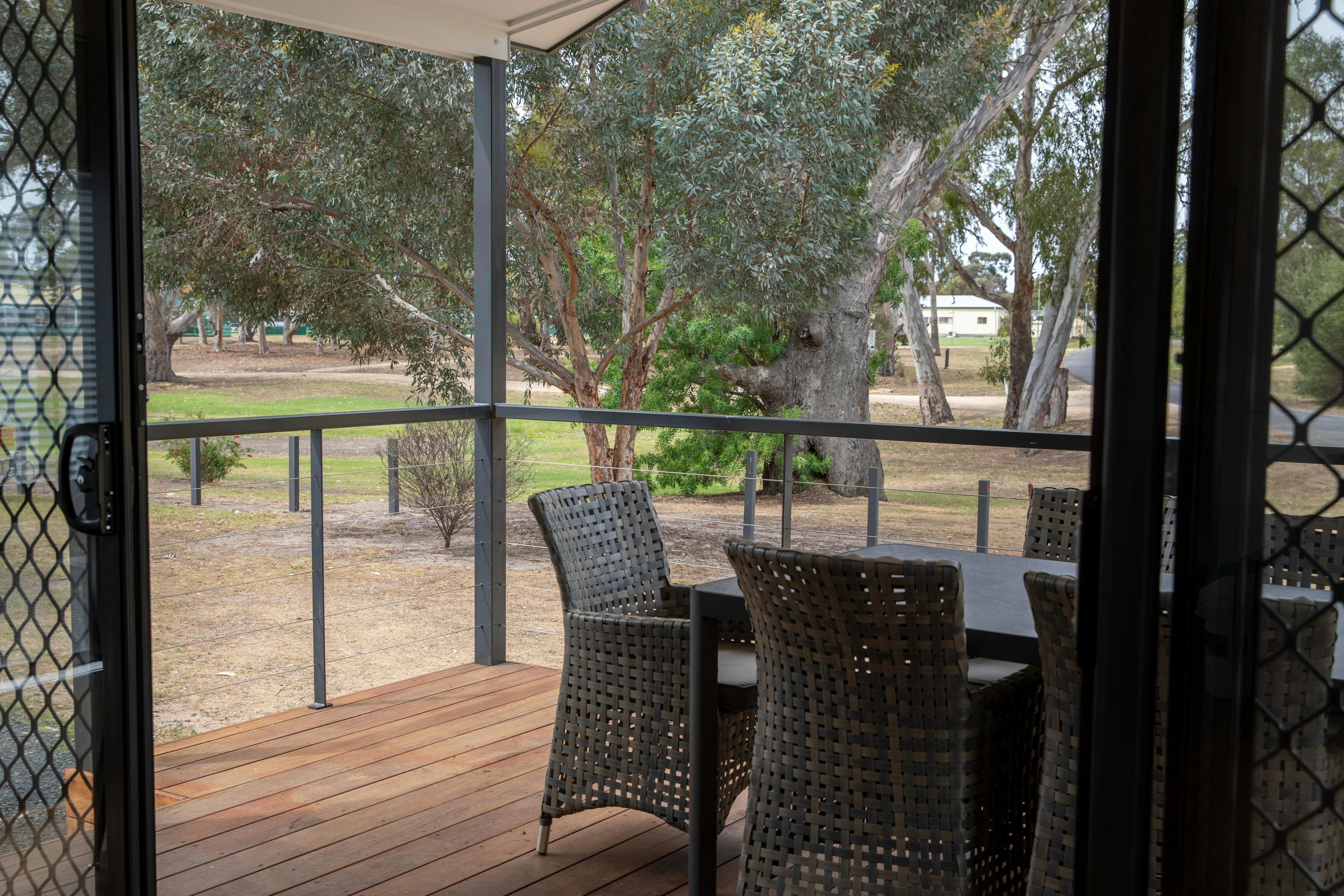 Riverside holiday Park cabin deck