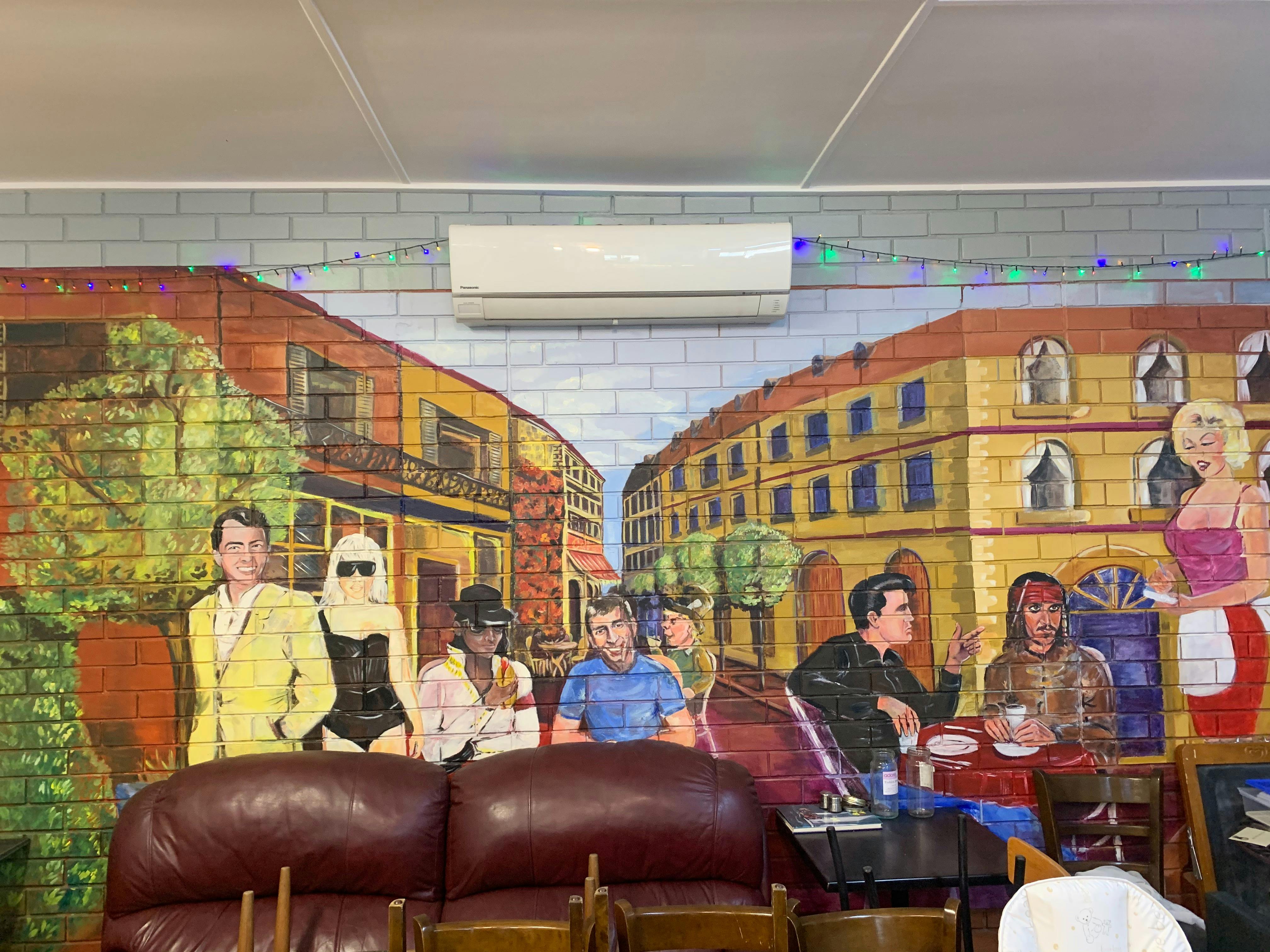 Mural at back of shop.