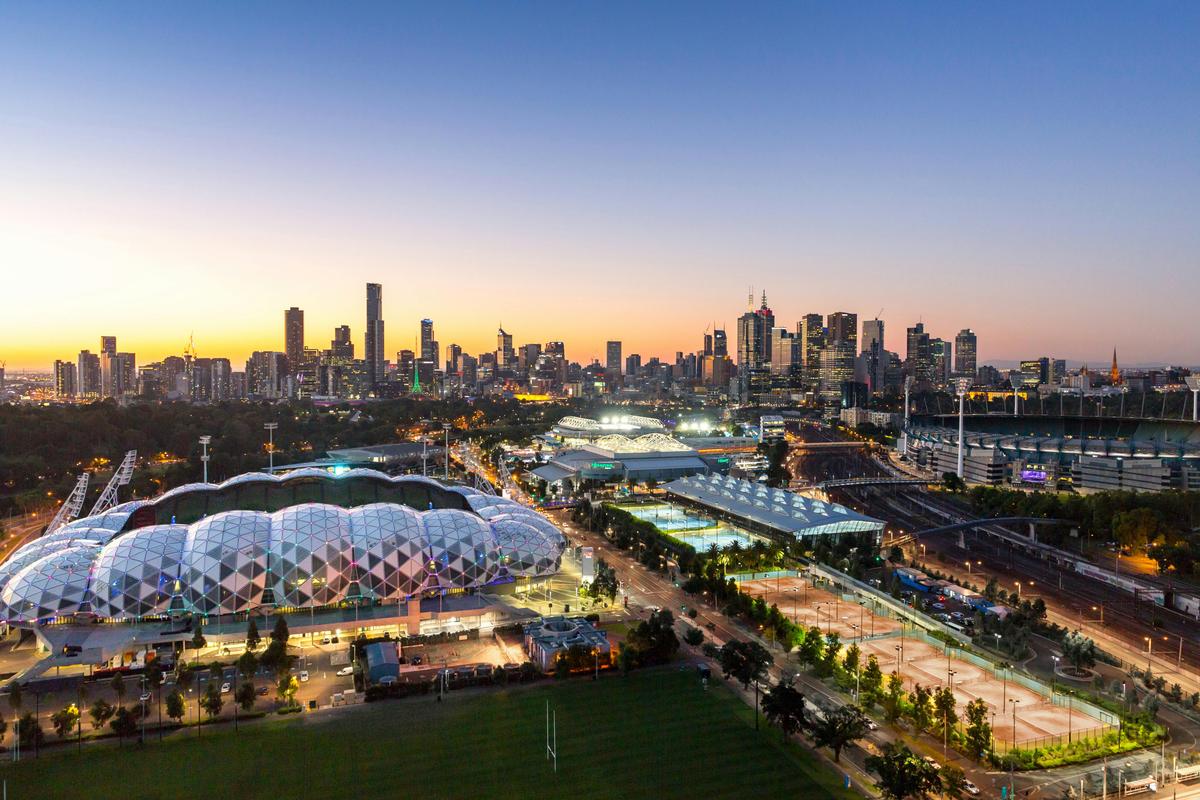 Melbourne sports precinct sunset