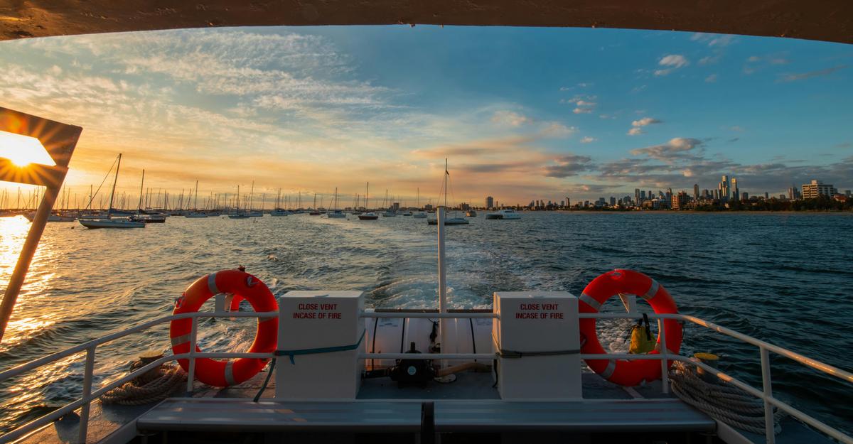 St Kilda Marina at Sunset- Seen from the St Kilda Ferry's Sunset Penguin Cruise