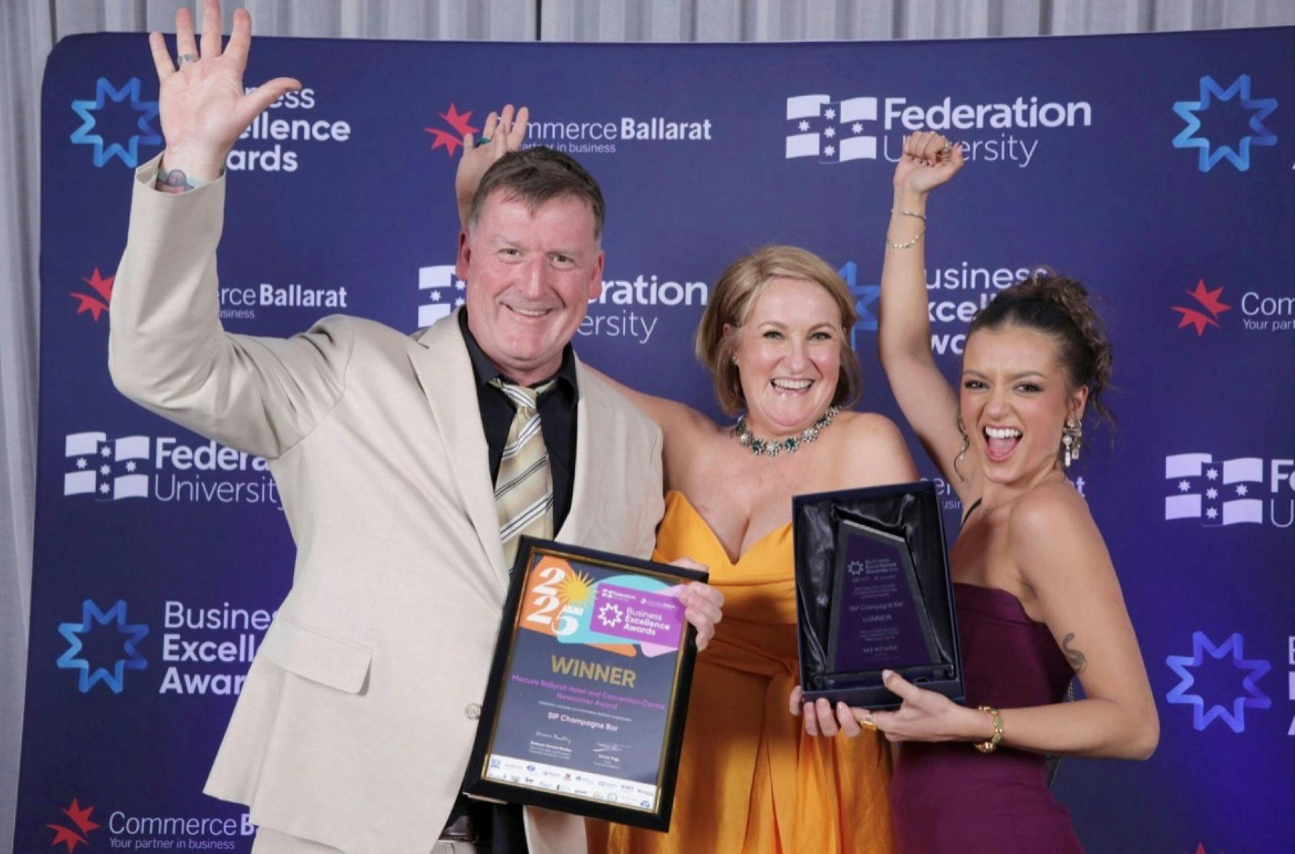 Lauren, David and Freya celebrating their win!